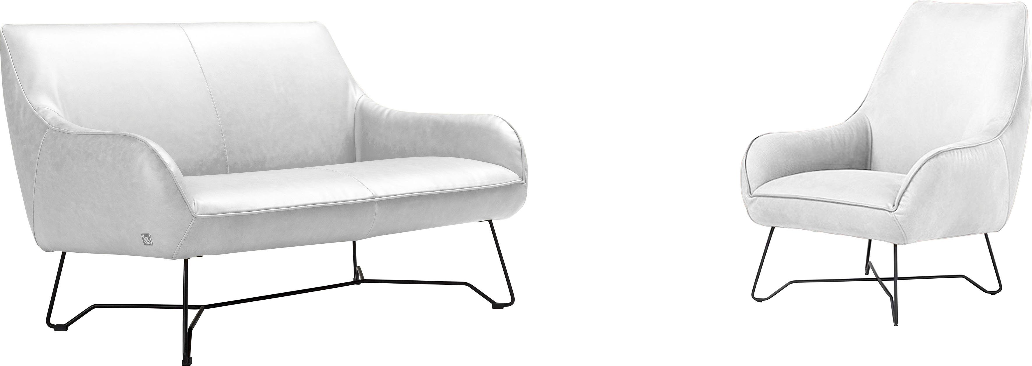 Egoitaliano Polstergarnitur Namy, Designobjekt mit hohem Sitzkomfort und toller Detailverarbeitung, Set aus 2-Sitzer und Sessel, edles Metallgestell