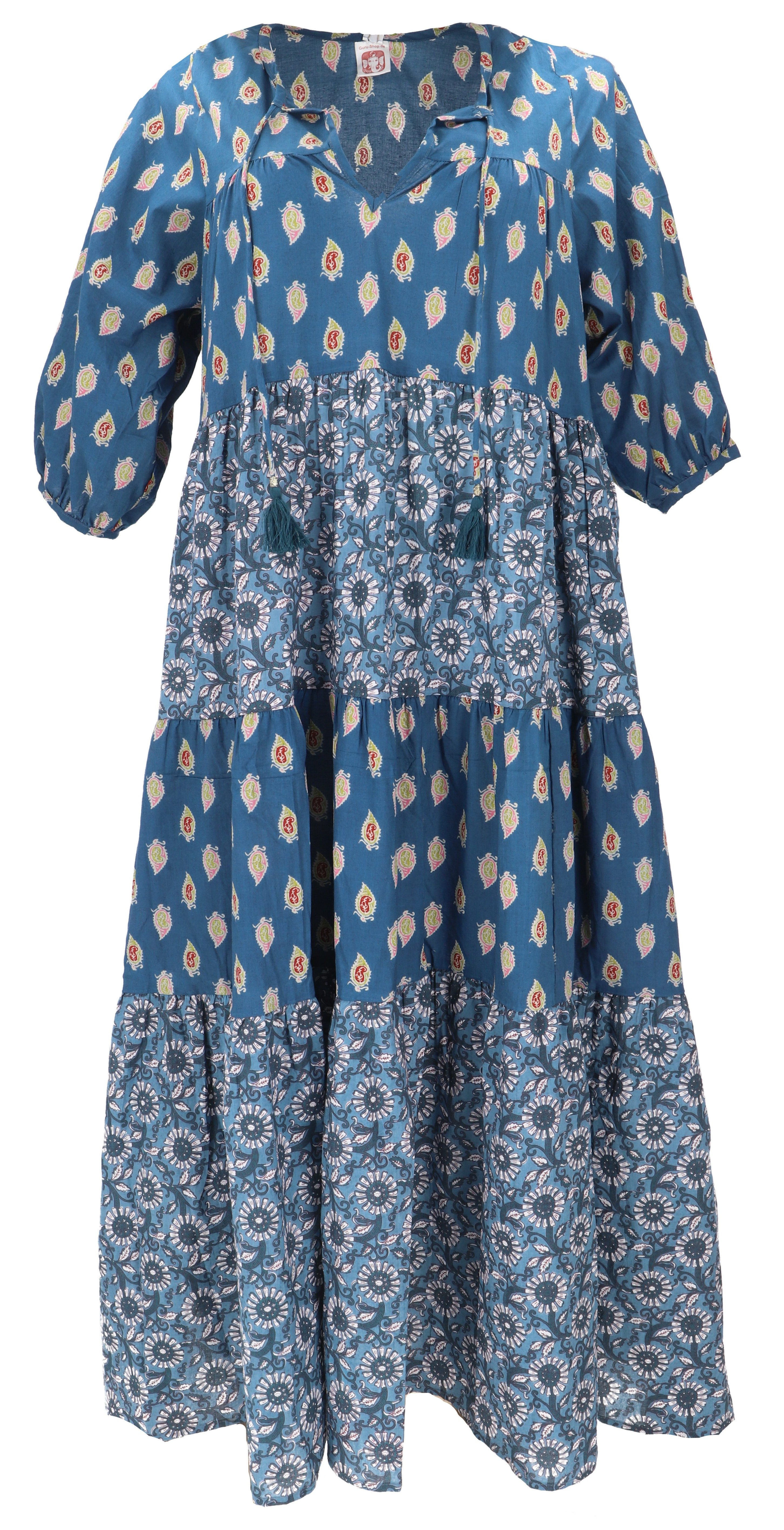Guru-Shop Midikleid Boho Baumwoll Maxikleid, gestuftes günstig online kaufen