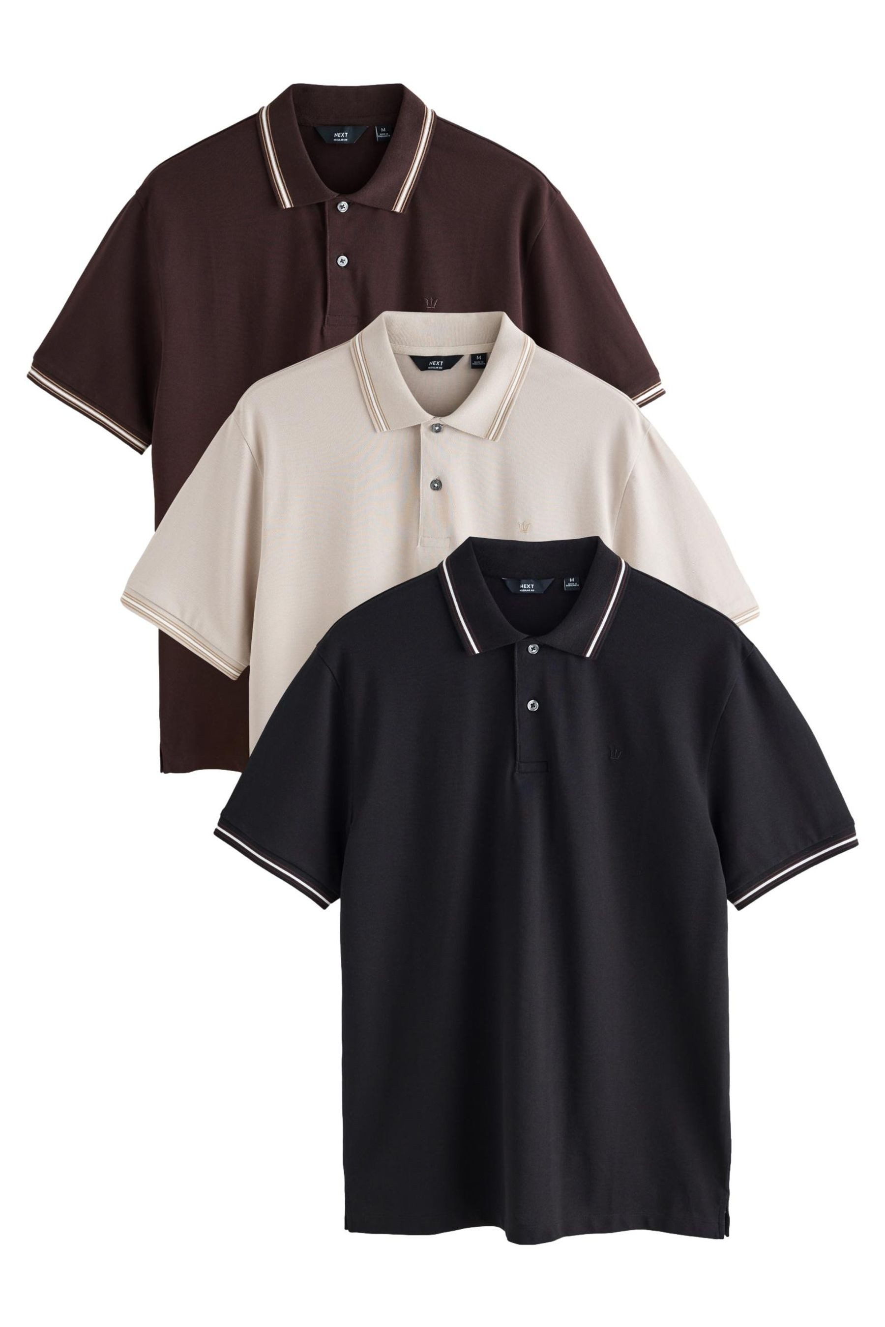 Poloshirt Piqué-Poloshirts mit Randstreifen, 3er-Pack