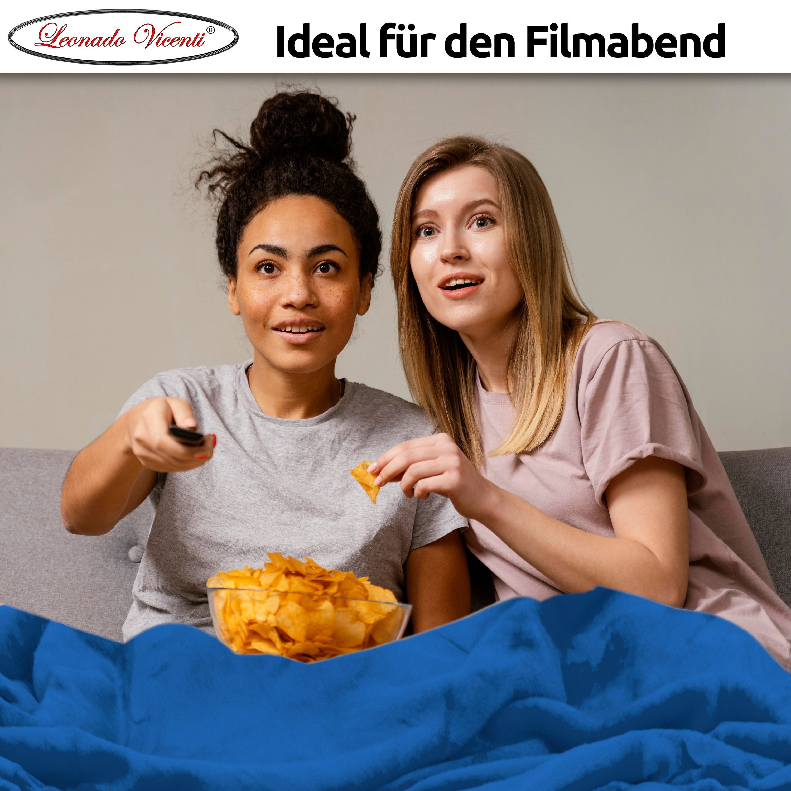 Wohndecke kuschelig warm 150x200, 220x240 oder 270x230, Leonado Vicenti, Kuscheldecke flauschig weich, Einfarbig