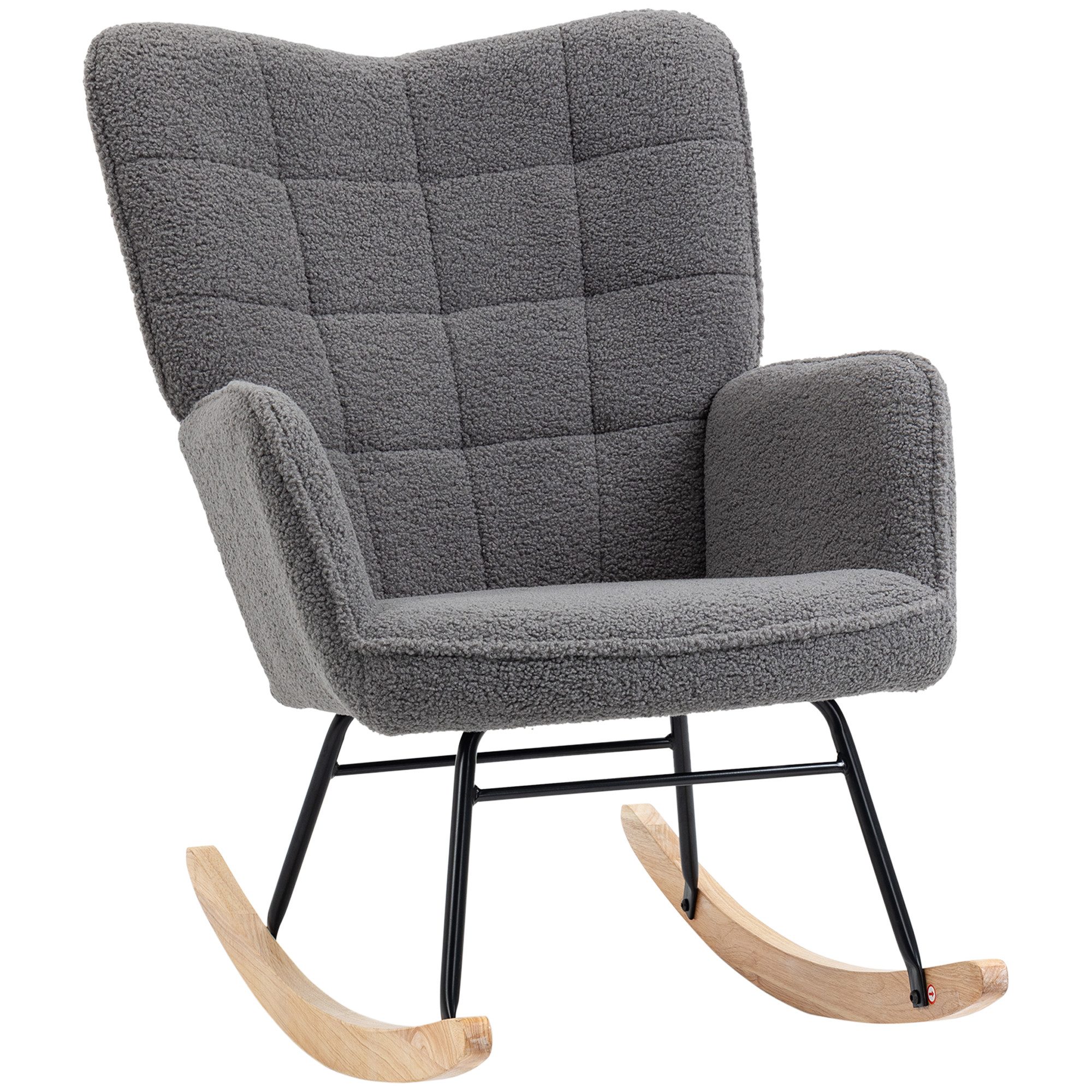 furnicato Schaukelstuhl Retro Massivholz 98x71x101 cm Dunkelgrau (1 St)