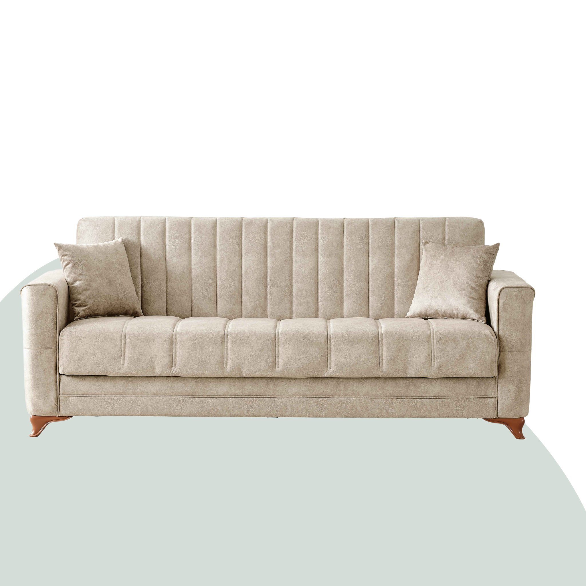 gowoll 3-Sitzer Sofa mit Schlaffunktion und Stauraum Schlafsessel Gästebett Beige