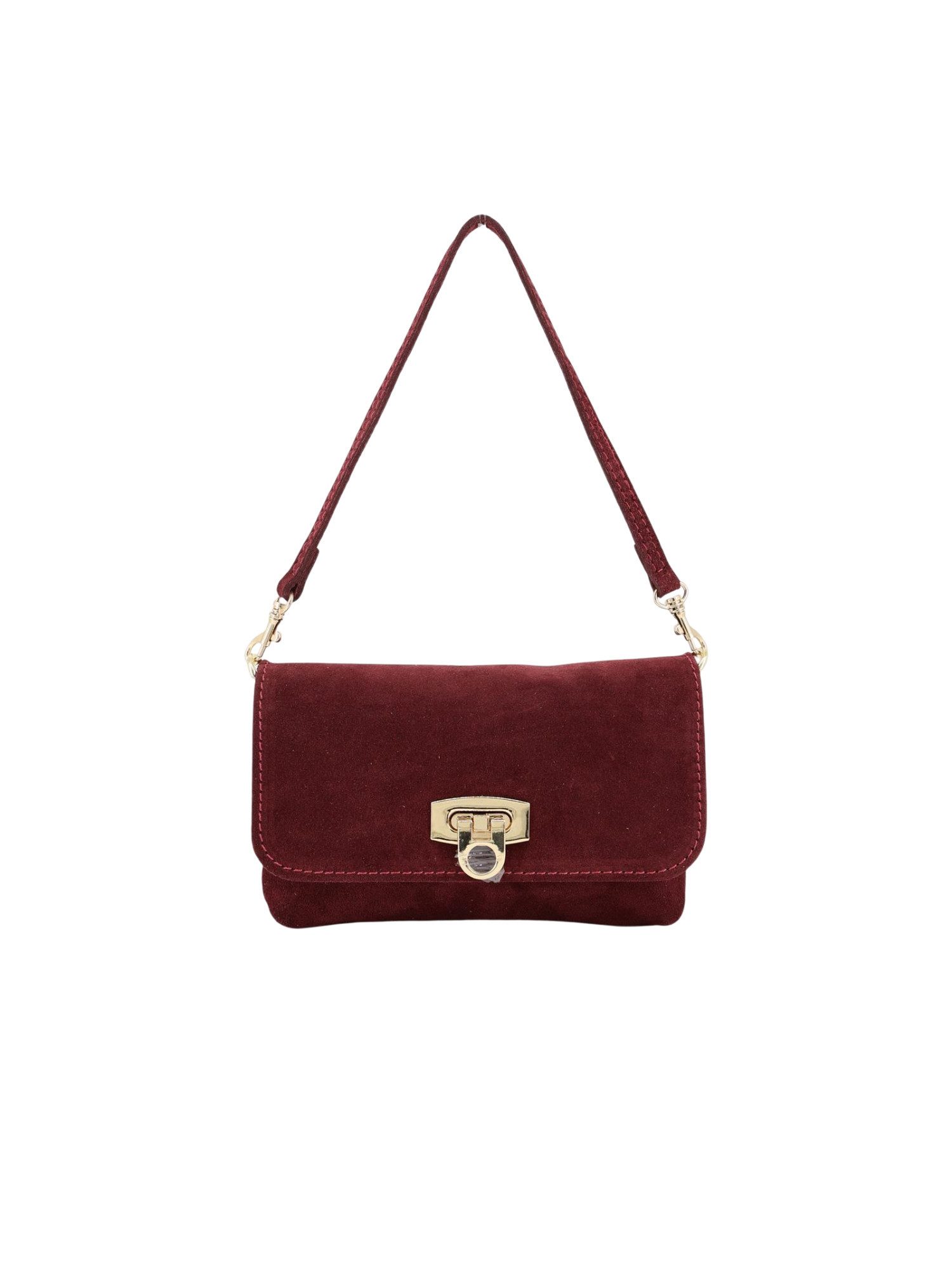 BRISE TASCHE Schultertasche Kleine Schultertasche, Handtasche Leder und Wildleder, Wildleder, Abnehmbare Kette, Goldfarbener Verschluss