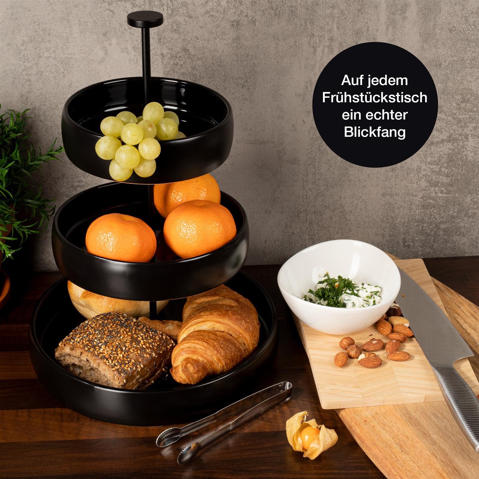 Moritz & Moritz Etagere Moritz & Moritz Etagere Steingut Schwarz