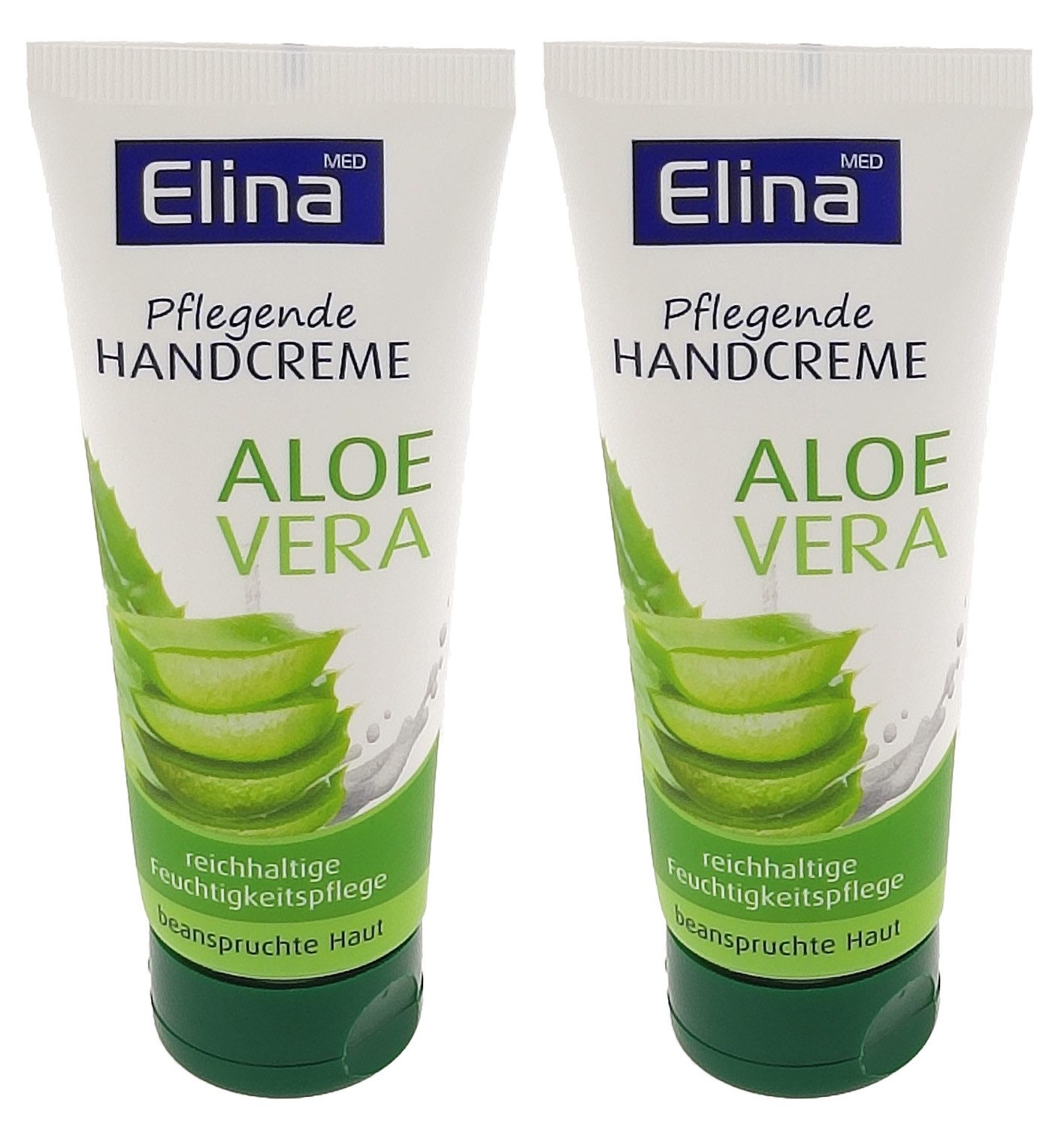Elina Med Handcreme 2er Set Elina Aloe Vera Handcreme 75ml in Tube Tube, 2-tlg., Feuchtigkeitsspendend, schnell einziehend, nicht fettend