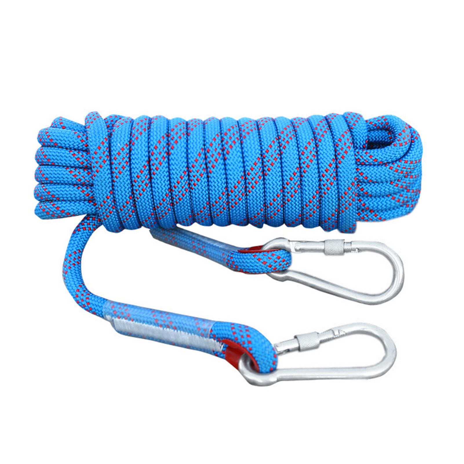 GARRYFIZH Sicherheitsseil 30m Statisches Seil 10mm mit 2 Karabinern Blau Kletterseil, Super Stark und Langlebig
