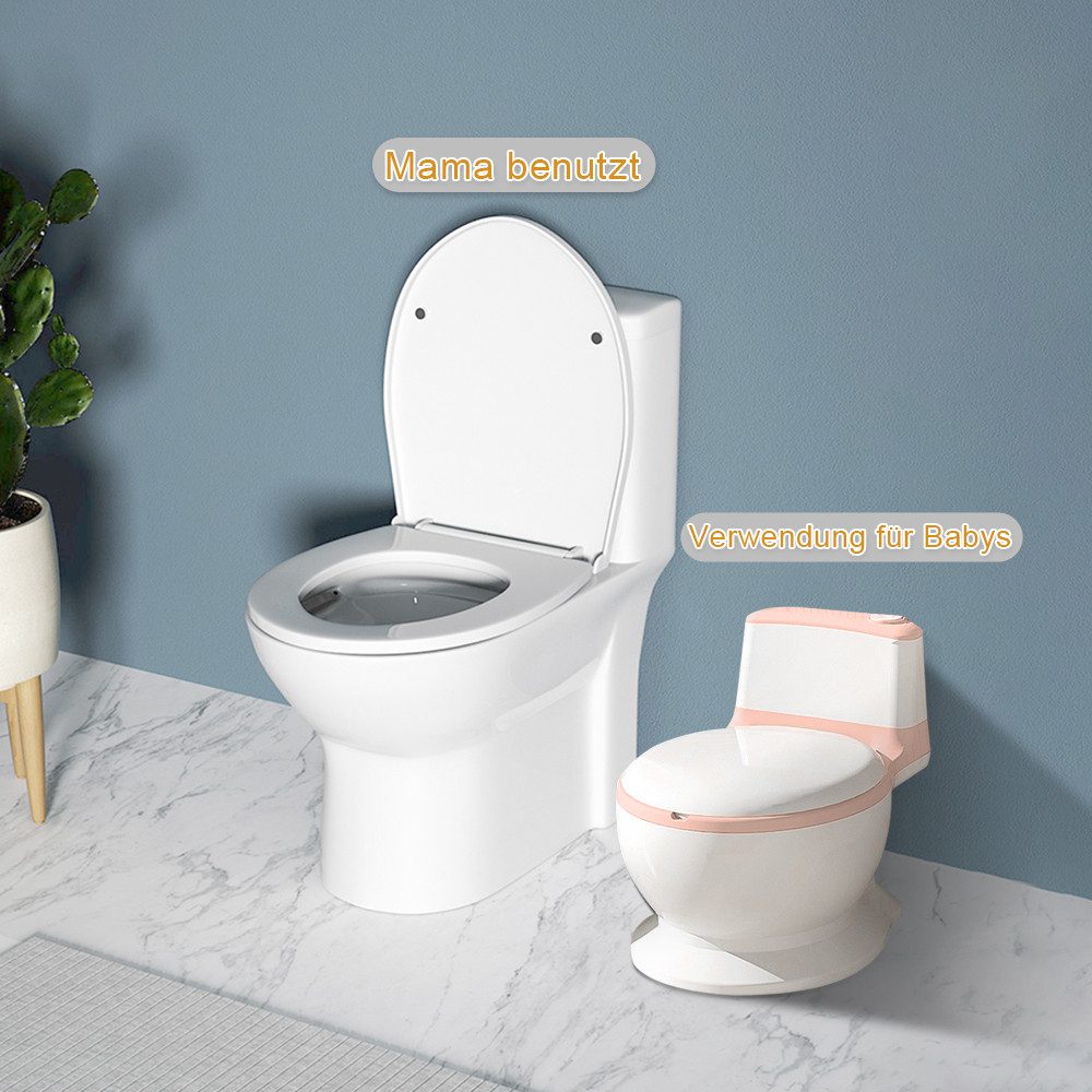 JEOBEST Toilettentrainer Töpfchen für Kinder mit Spülsound und Toilettenpapierhalter, Spritzschutz Simulation Töpfchentraining für Kleinkinder ab 1-3