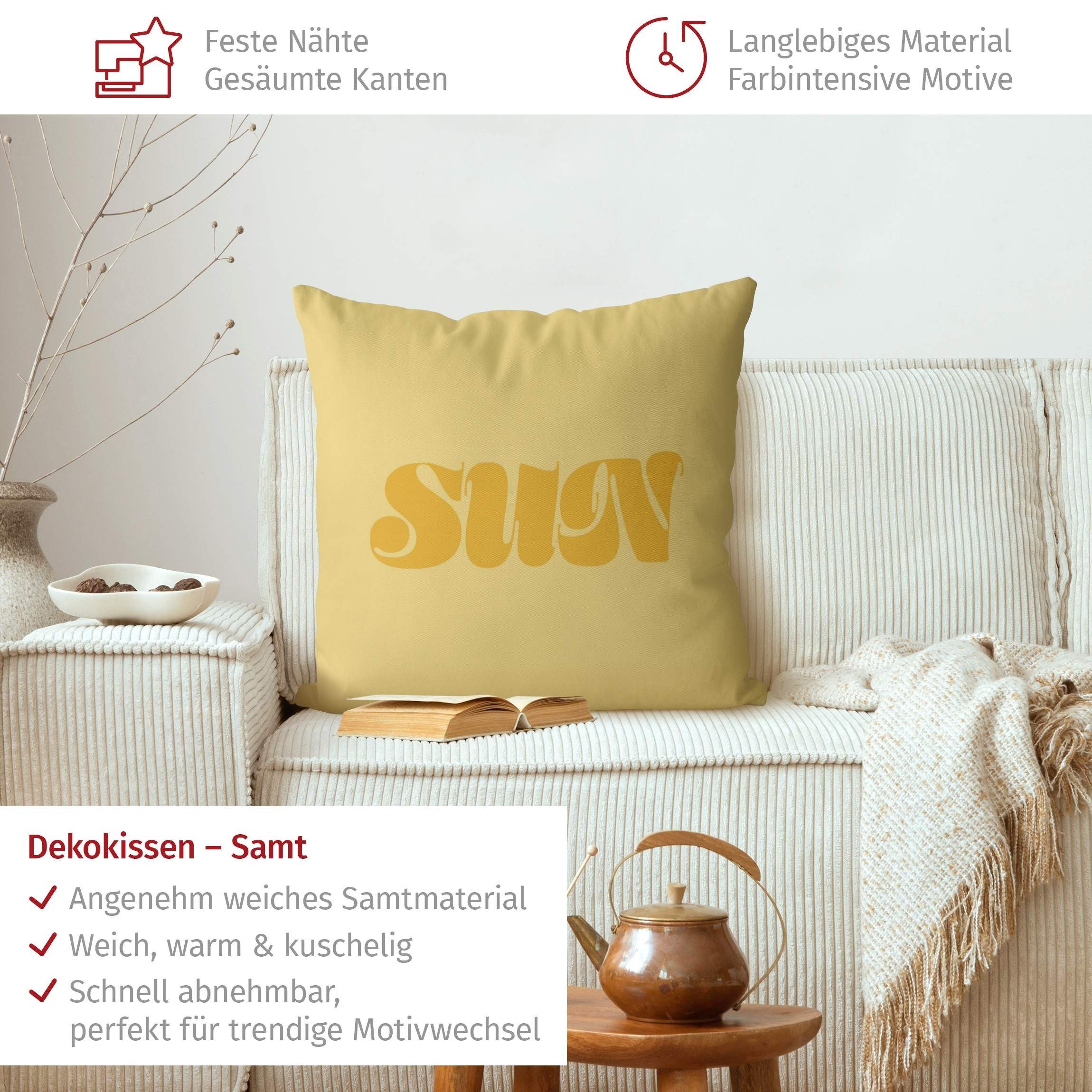Bilderdepot24 Dekokissen drinnen Kissenhülle/ Sofakissen/ Zierkissen gelb Sprüche Pop Art, Bezug mit / ohne Füllung Zierkissen Outdoor Sofa Bett