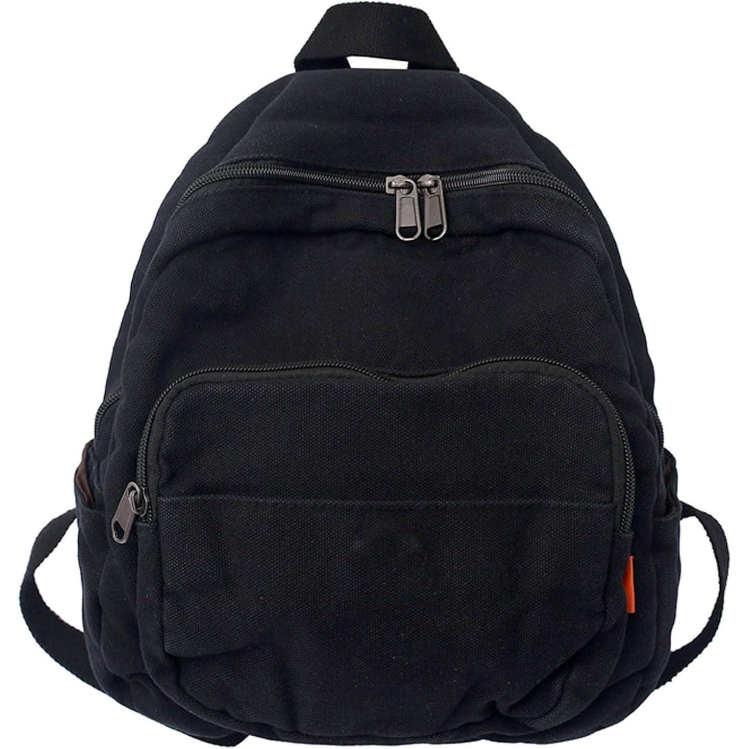 LuxusKollektion Minirucksack Rucksack Damen Klein Canvas Cityrucksack Daypack Schule Schwarz