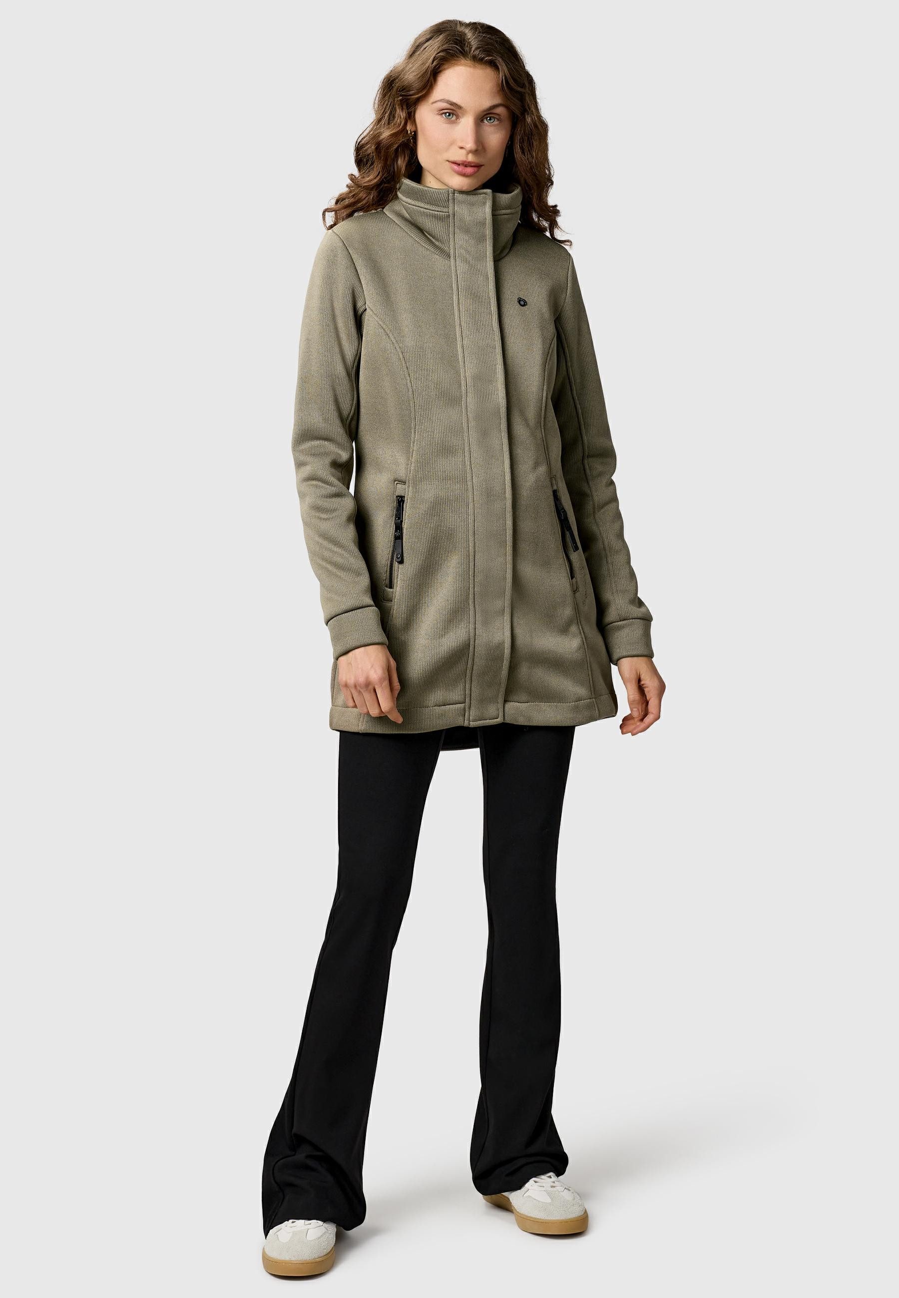 Ragwear Sweatjacke Letrice Bonded Elegante Zip-Jacke mit hohem Kragen in Feinstrickoptik