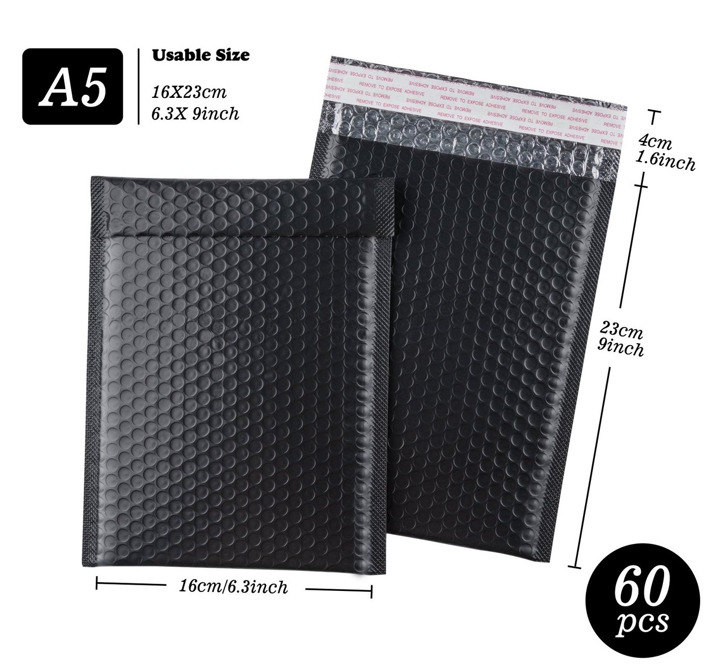 Thumbnail - Homewit Versandtasche A5 Bubble Mailers Self-Sealing Luftpolsterumschläge 16 x 23cm, Poly Bubble Mailers Padded Envelope...