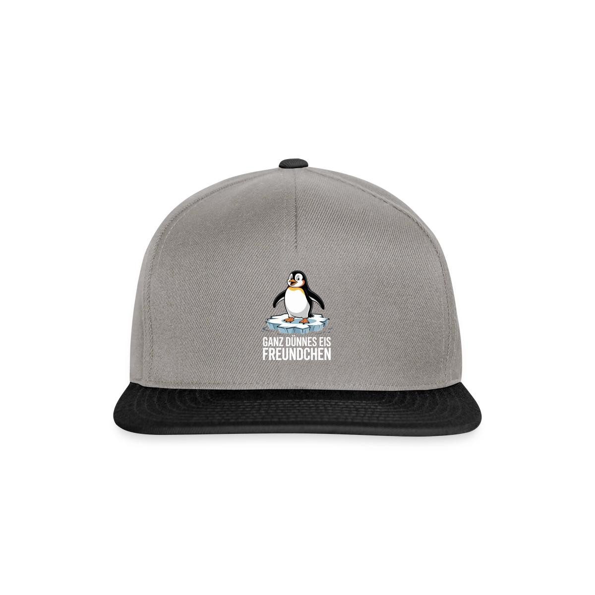 Spreadshirt Snapback Cap Ganz Dünnes Eis Freundchen Pinguin Wortwitz Snapback Cap (1-St)