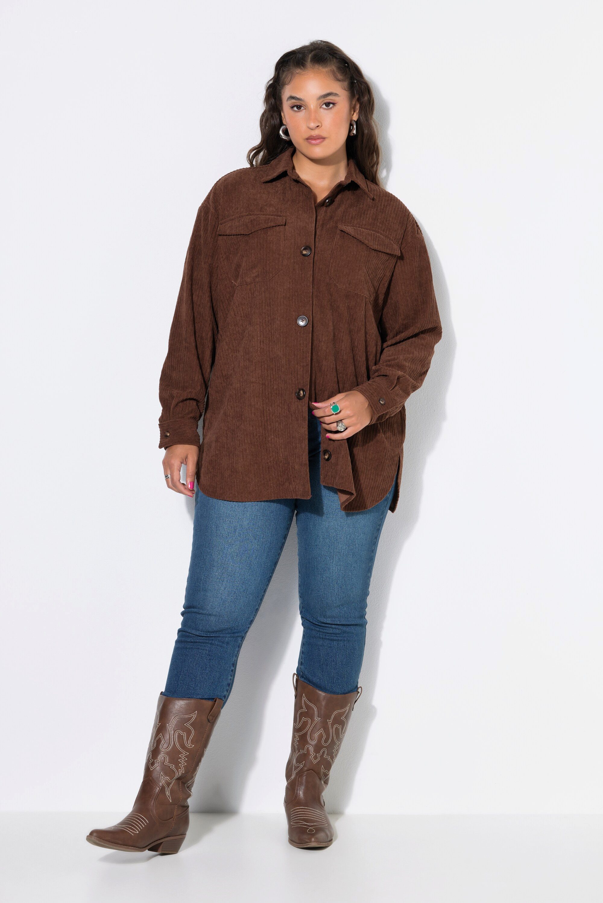 Studio Untold Hemdbluse Cord-Hemd oversized Hemdkragen Langarm