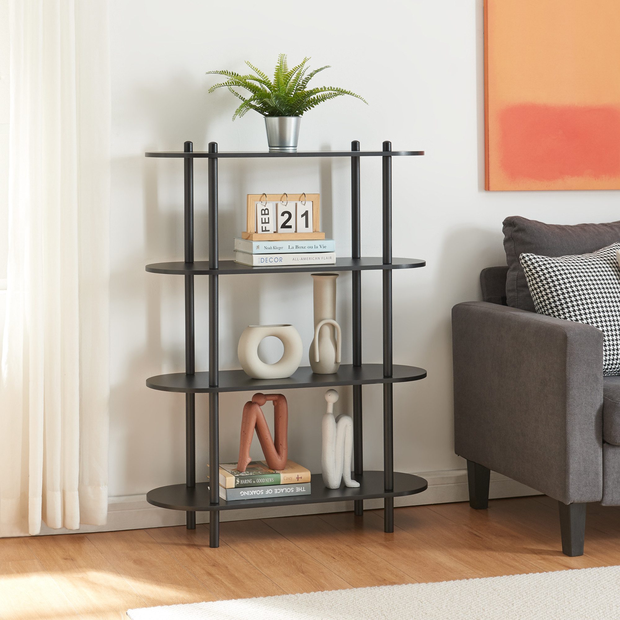 en.casa Bücherregal, »Øvre« 108x80x30 cm 4 Ablagen Schwarz günstig online kaufen