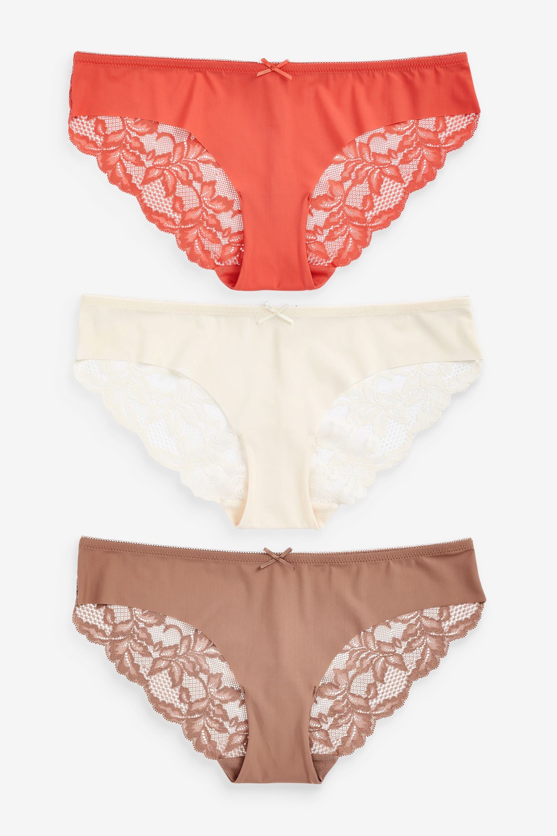 Orange/Tan/Cream Nahtlose 3er-Pack mit Brazilian Slips (3-St) - Next Spitze Brasilslip