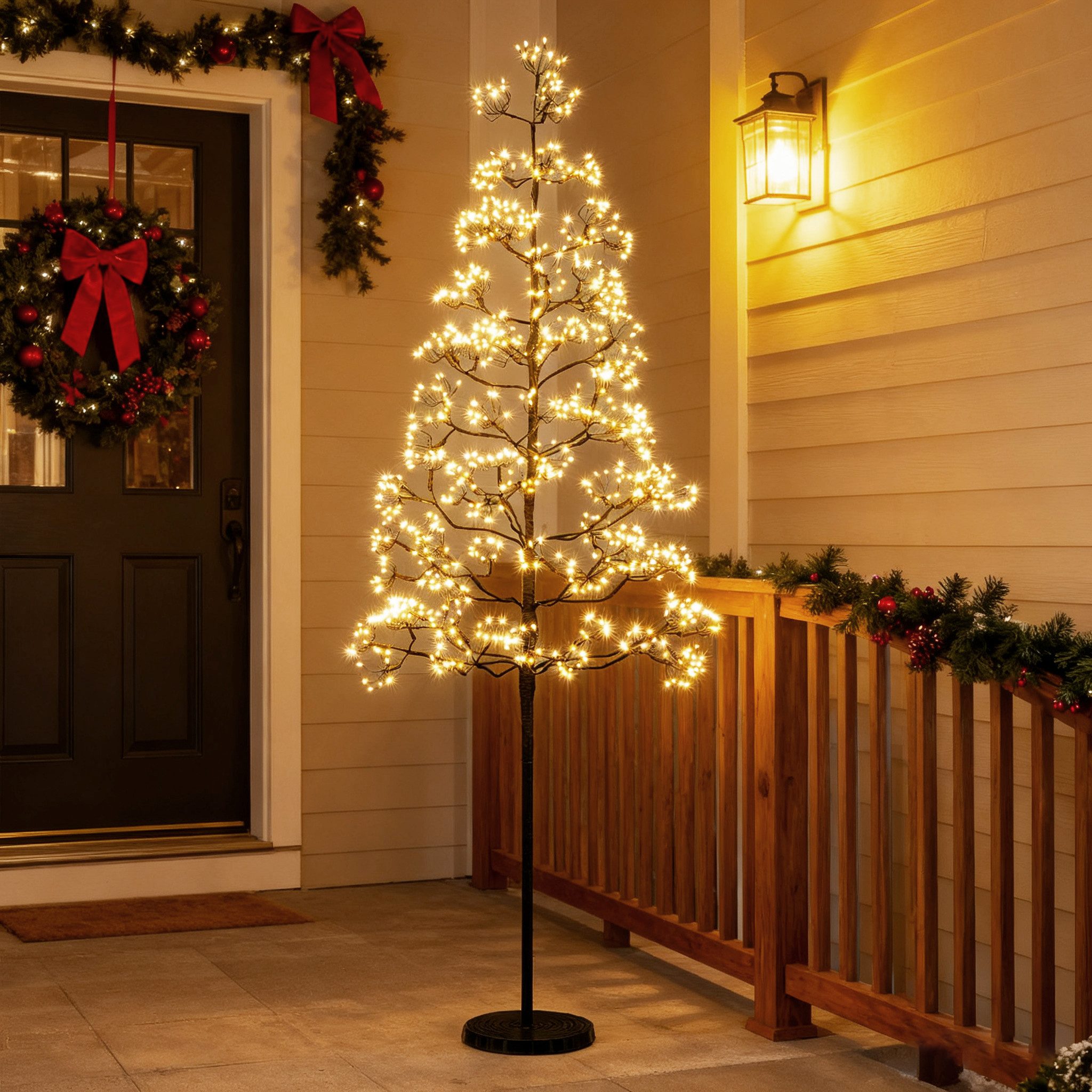 COSTWAY Dekobaum (1 St), LED Birkenbaum, künstlicher Weihnachtsbaum, Schwarze Basis