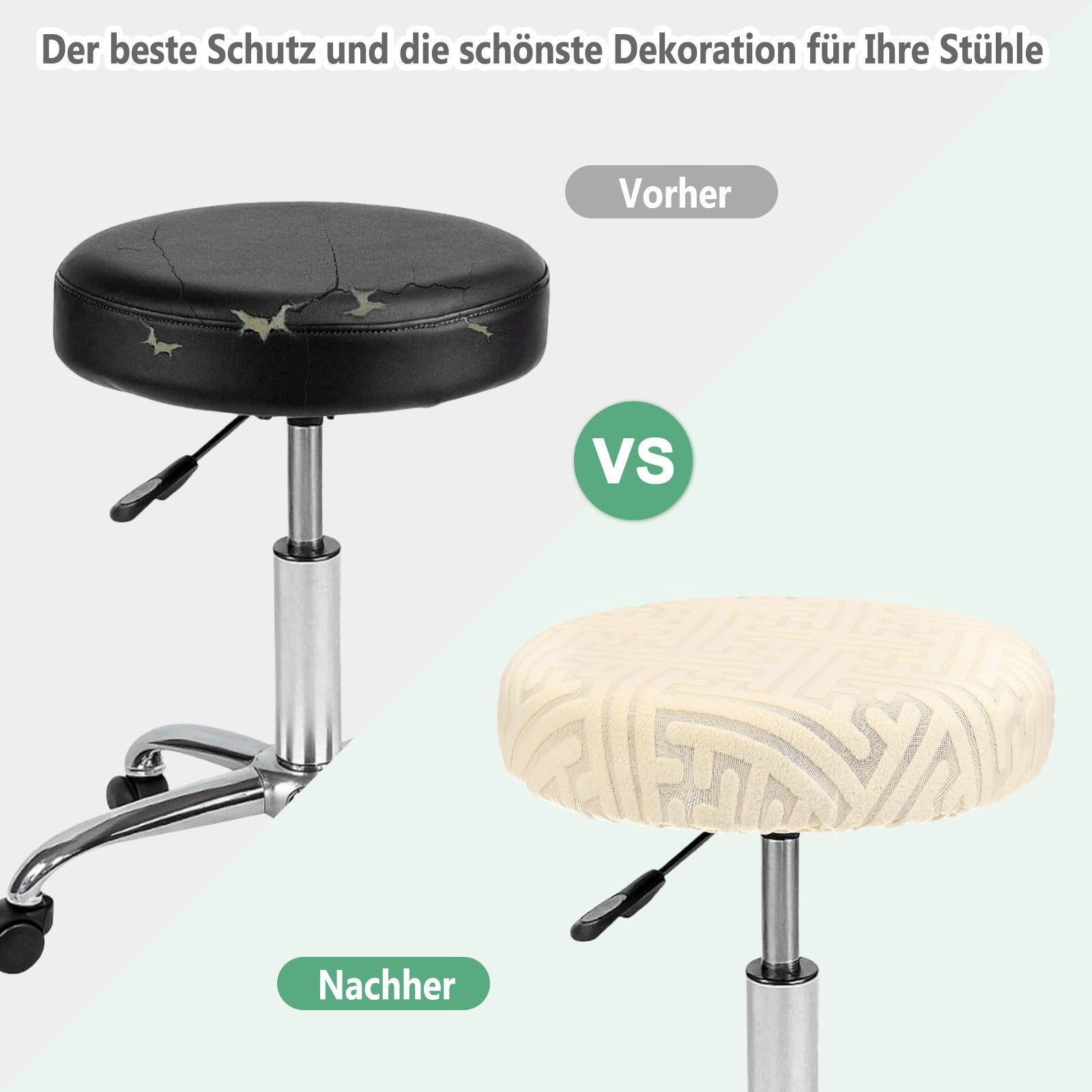 Diwzbyn Stuhlhusse Jacquard-elastischer runder Stuhlbezug, runder Barhockerbezug, mit Gummizug, geeignet für Küche, Bar, Buchladen und Garten – Bild 4 von 5