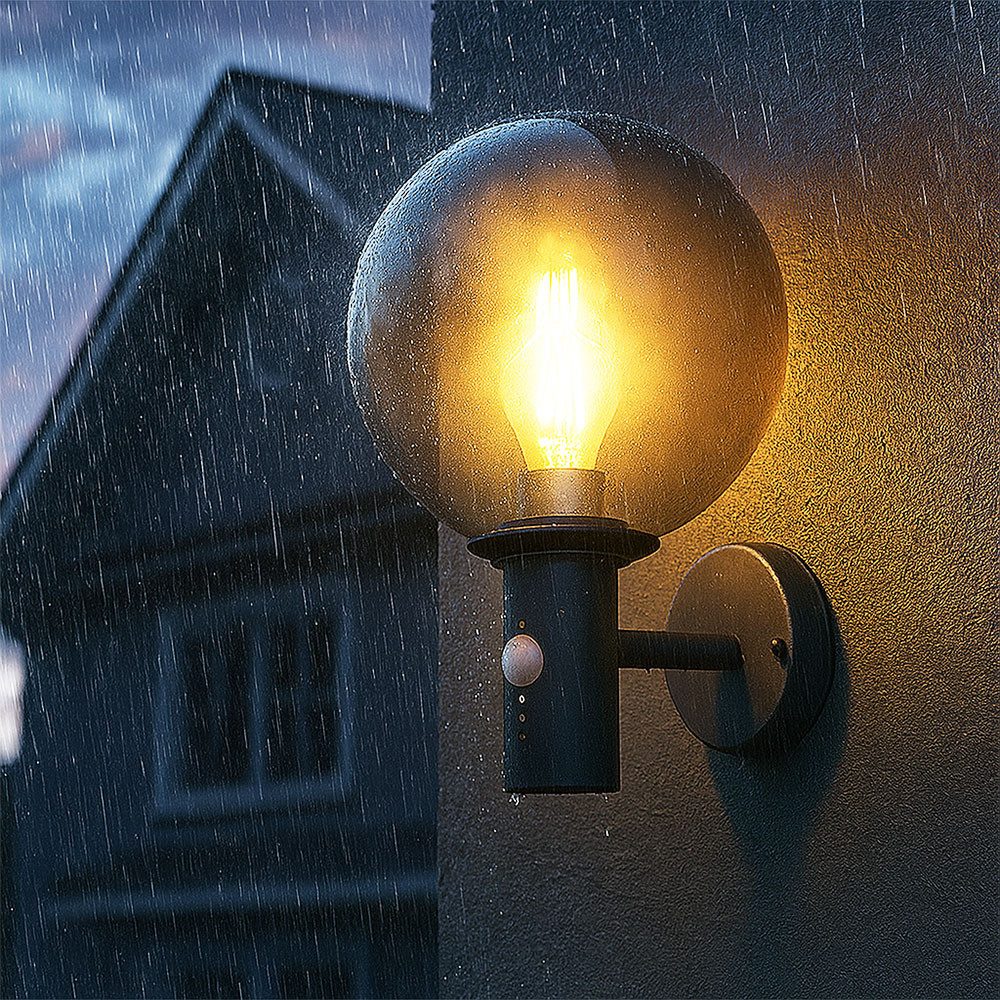 GLOBO LIGHTING Außen-Wandleuchte, Leuchtmittel nicht inklusive, Wandlampe Außenleuchte Haustürlampe anthrazit Bewegungsmelder H 37 cm