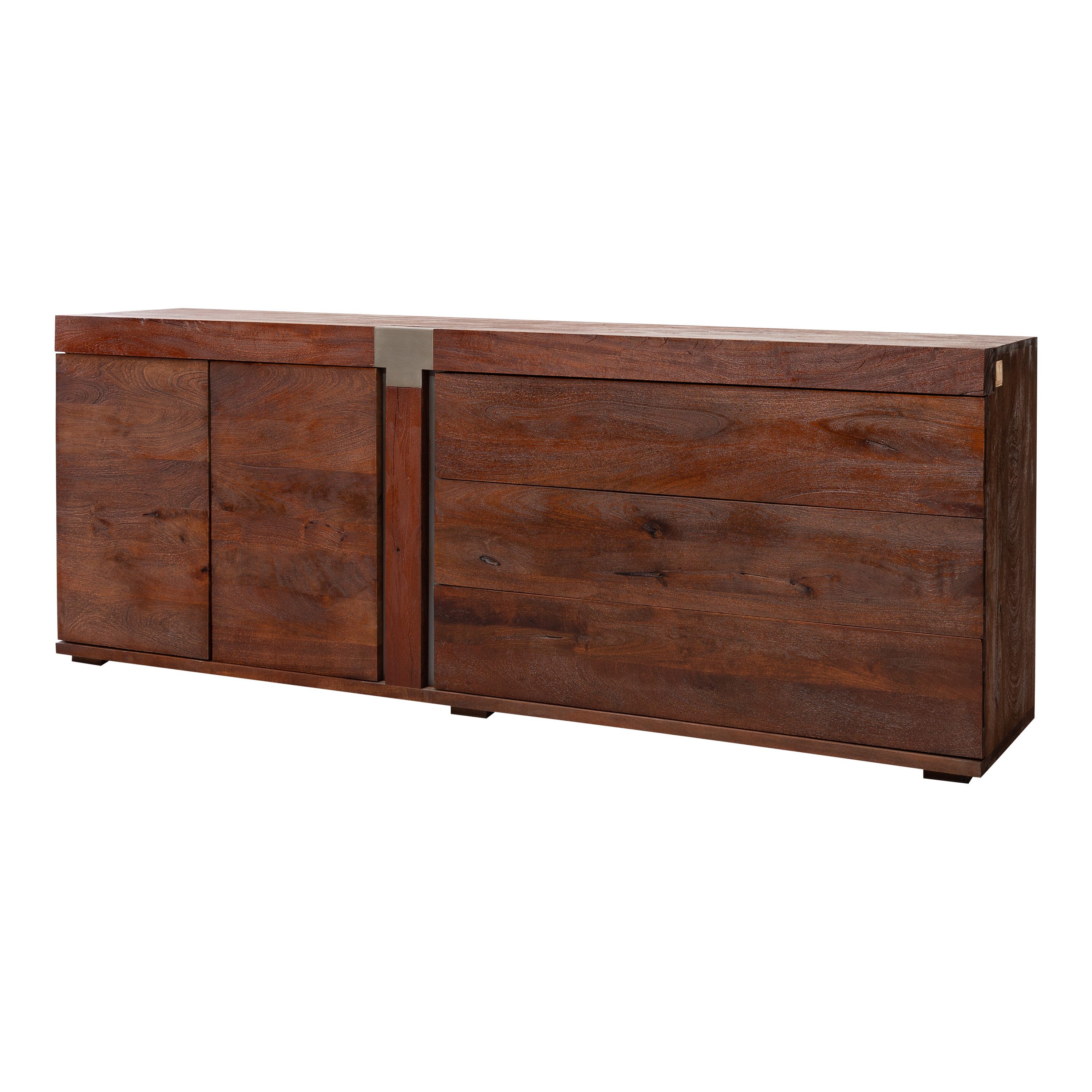 Massivmoebel24 Sideboard AMSTERDAM Mango Massivholz braun (Massivholz montiert 87 kg AMSTERDAM #30), Mango 200x45x75 cm (BxTxH) braun lackiert