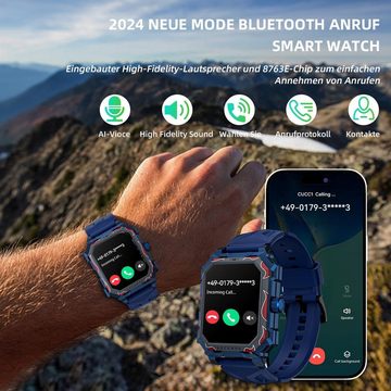 Pergear Max Militär Herren's Telefonfunktion 650mAh 5ATM Wasserdicht Smartwatch (1,96 Zoll, Android/iOS), Titan Militäruhr: Robustes Design Fitnessfunktionen lange Akkulaufzeit