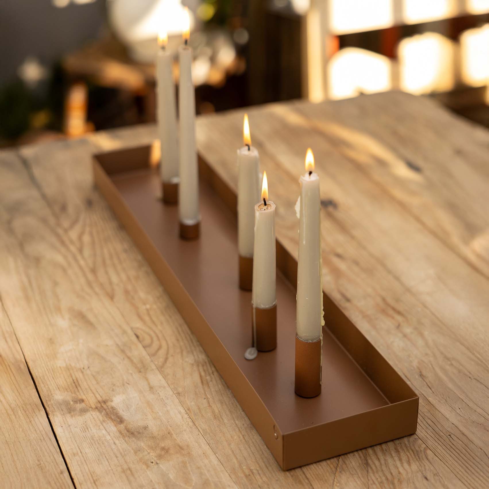 Storefactory Kerzenhalter Tablett Sund mit magnetischen Kerzenhalter in braun