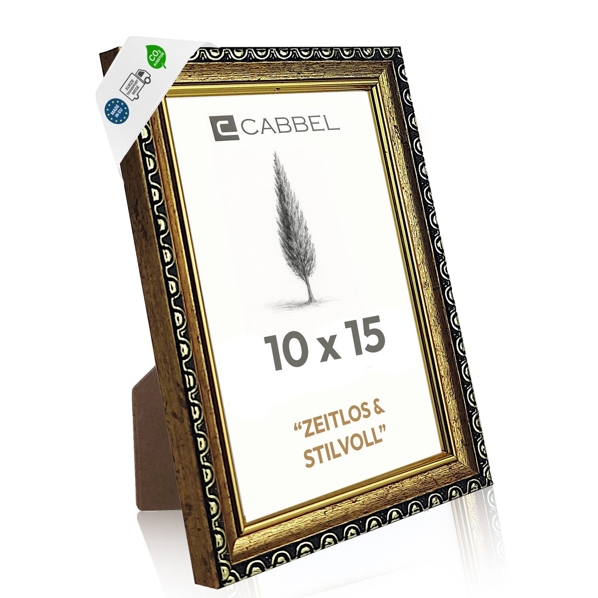 CABBEL Bilderrahmen CELI Barock Vintage Rahmen Antik Look Fotorahmen Fotos Poster Urkunde, für 1 Bilder, Elegant für Wohnzimmer, Büro, Gold / Weiß, Dekorativer Fotorahmen