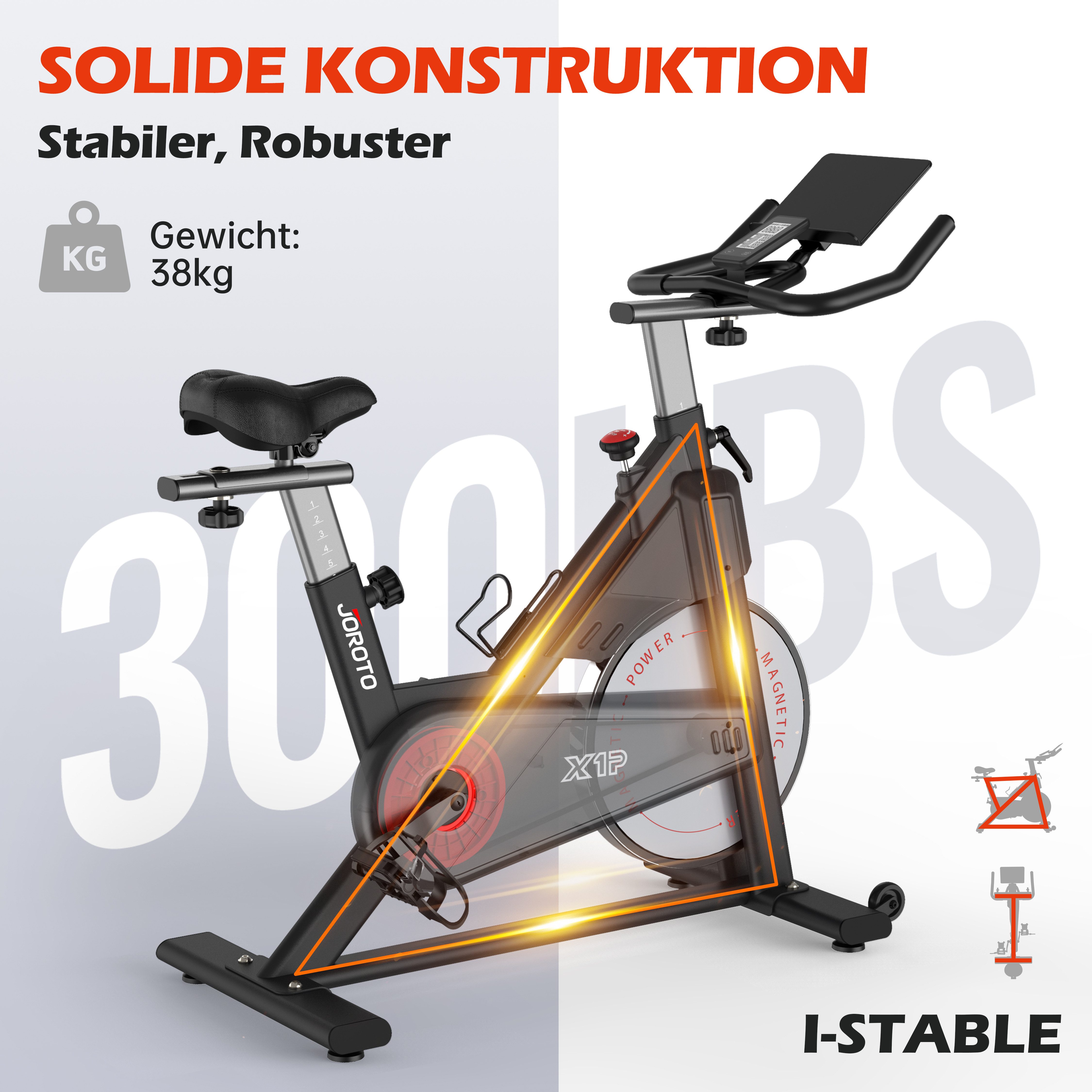 JOROTO Speedbike X1P (Heimtrainer Fahrrad, 15KG Schwungrad), Magnetbremse, 4- fach verstellbare Lenker und Sattel