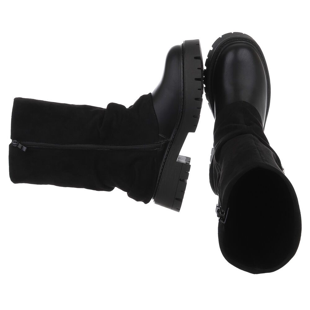 Ital-Design Modische Damenstiefel mit Gurt-Detail für Herbst/Winter Plateau günstig online kaufen