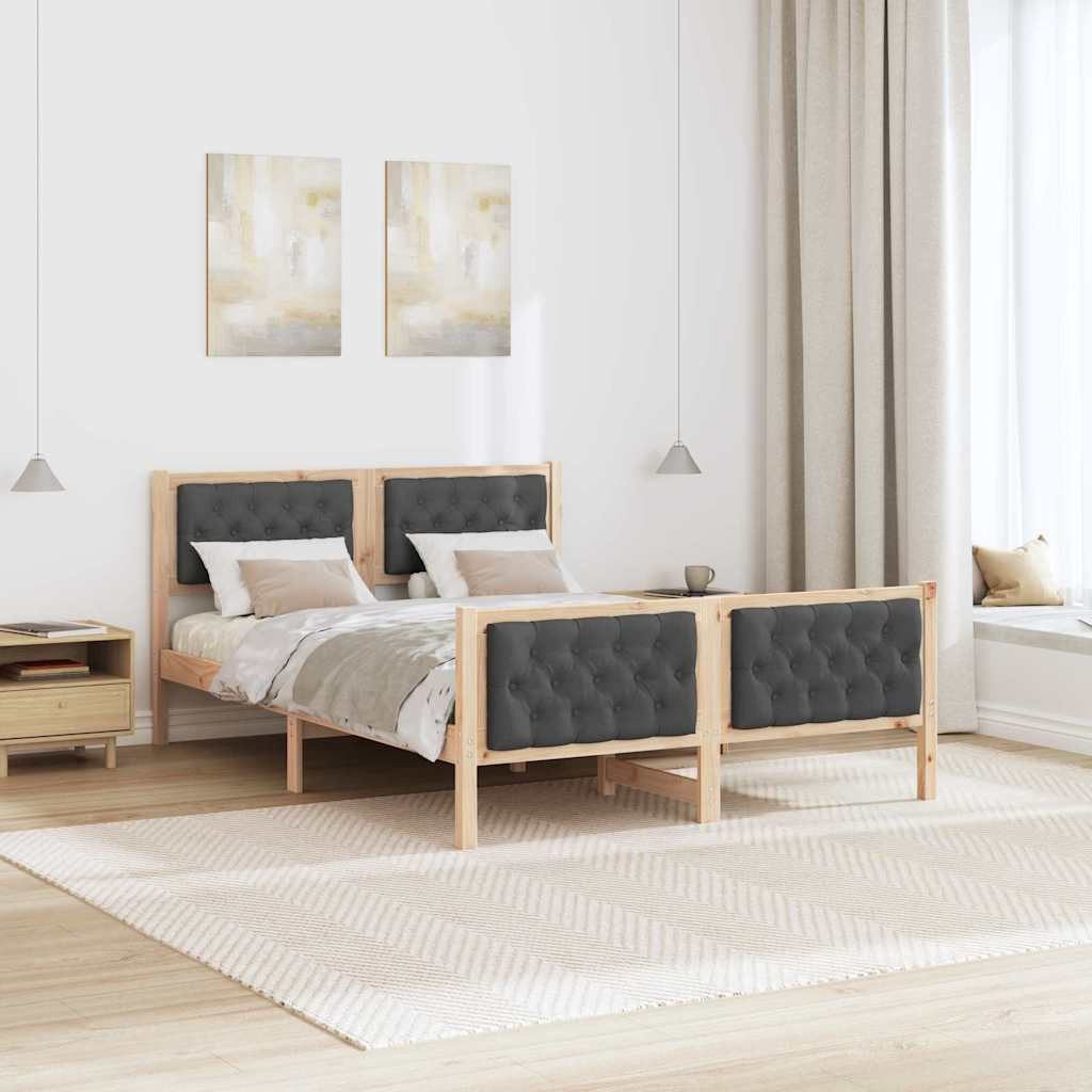 vidaXL Bed Frame Dark Grey 140 x 190 cm Solid Pine Wood (1-piece)