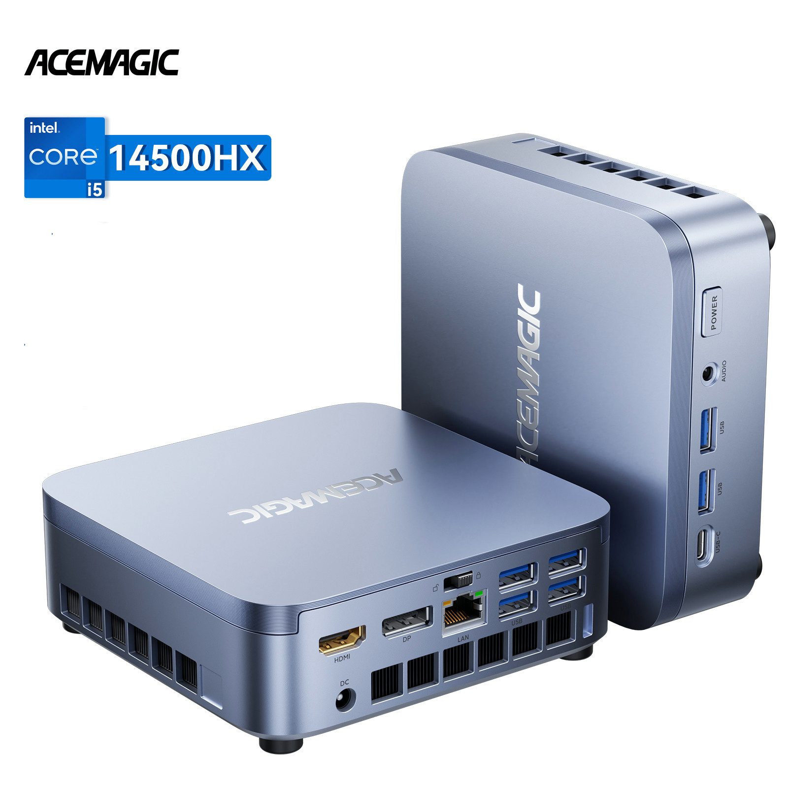 ACEMAGIC Intel Core i5-14500HX, bis zu 4.9 GHz, 16 GB DDR4 RAM+512 SSD, win 11 Mini-PC (Intel 14500HX, 16 GB RAM, 512 GB SSD, bis zu 4,9 GHz,Triple-4K-Display, WLAN, Bluetooth, Intel UHD Graphics)