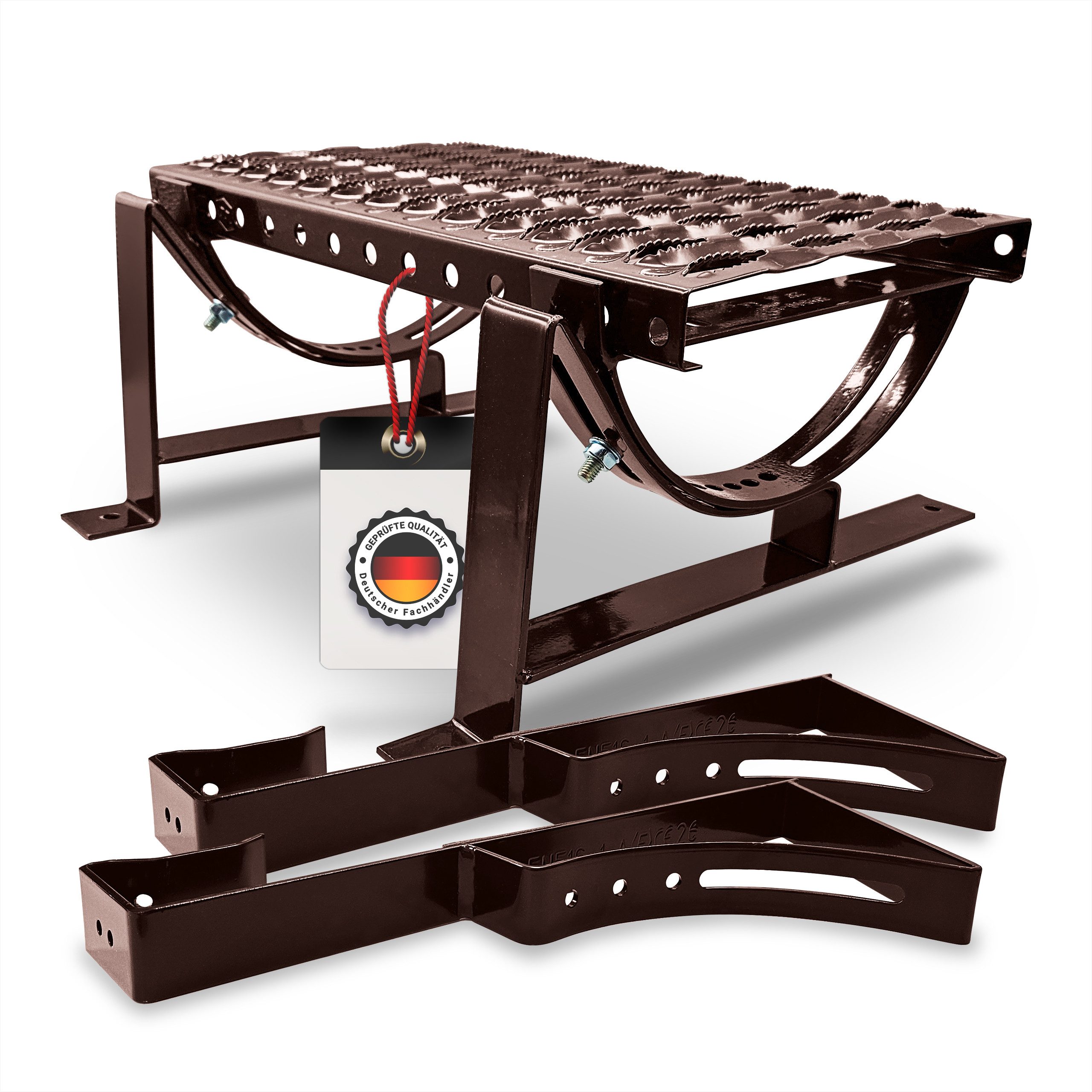 BRAVO Gitterroststufe, Dachtritt-Set 40 cm, Schornsteinfegertritt inkl. Montagematerial, für Ziegel & Metalldachziegel, (Set), EN 516 zertifiziert, Stahl verzinkt & pulverbeschichtet