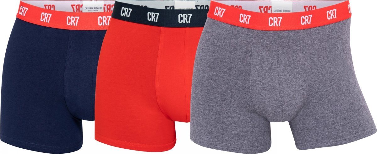 3-Pack GOTS / CR7 (3-St) Bio-Baumwolle / Rot Boxershorts Grau zertifizierte Blau Trunks