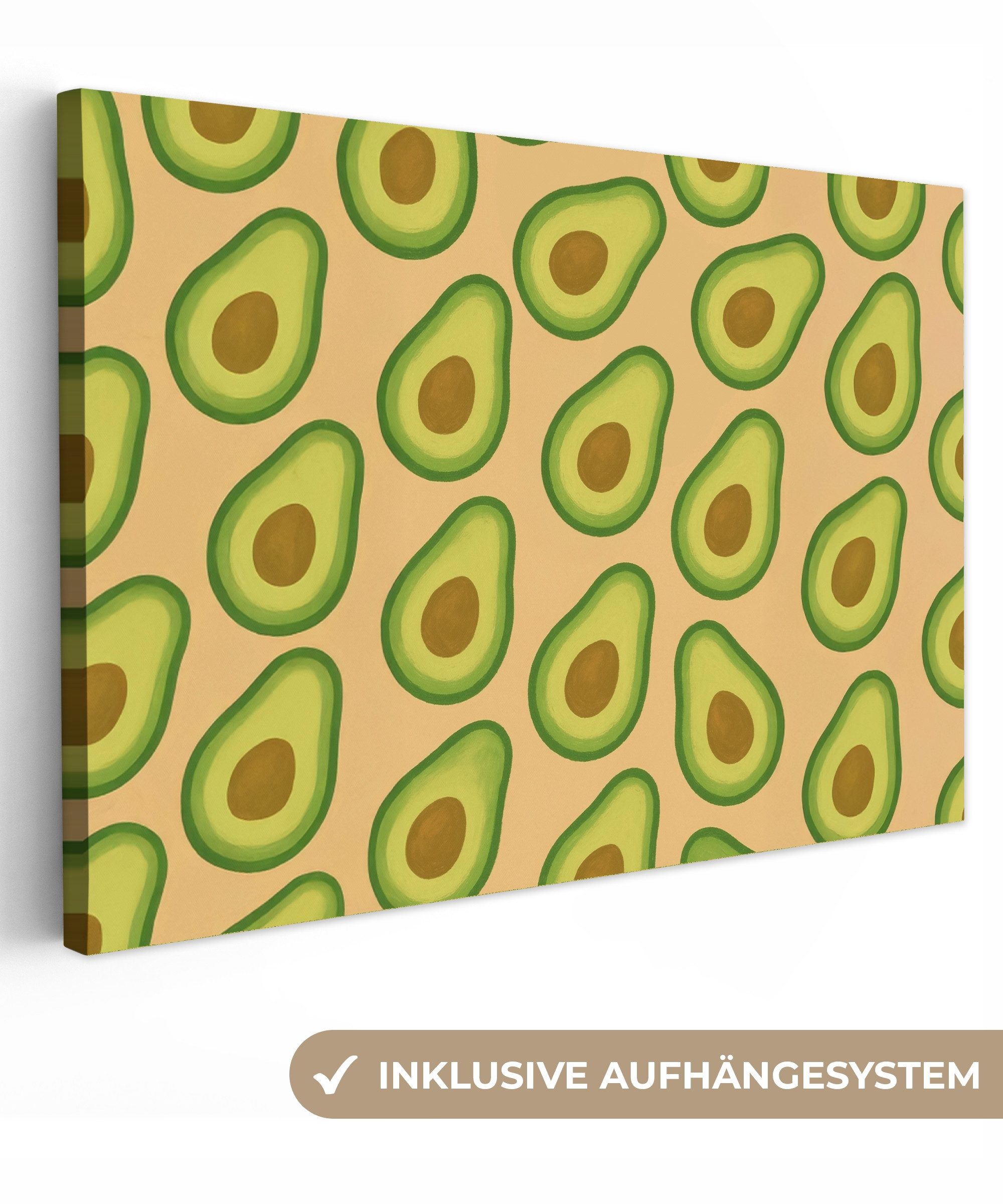 OneMillionCanvasses® Leinwandbild Avocado - Muster - Grün - Kern, Fotodruck günstig online kaufen
