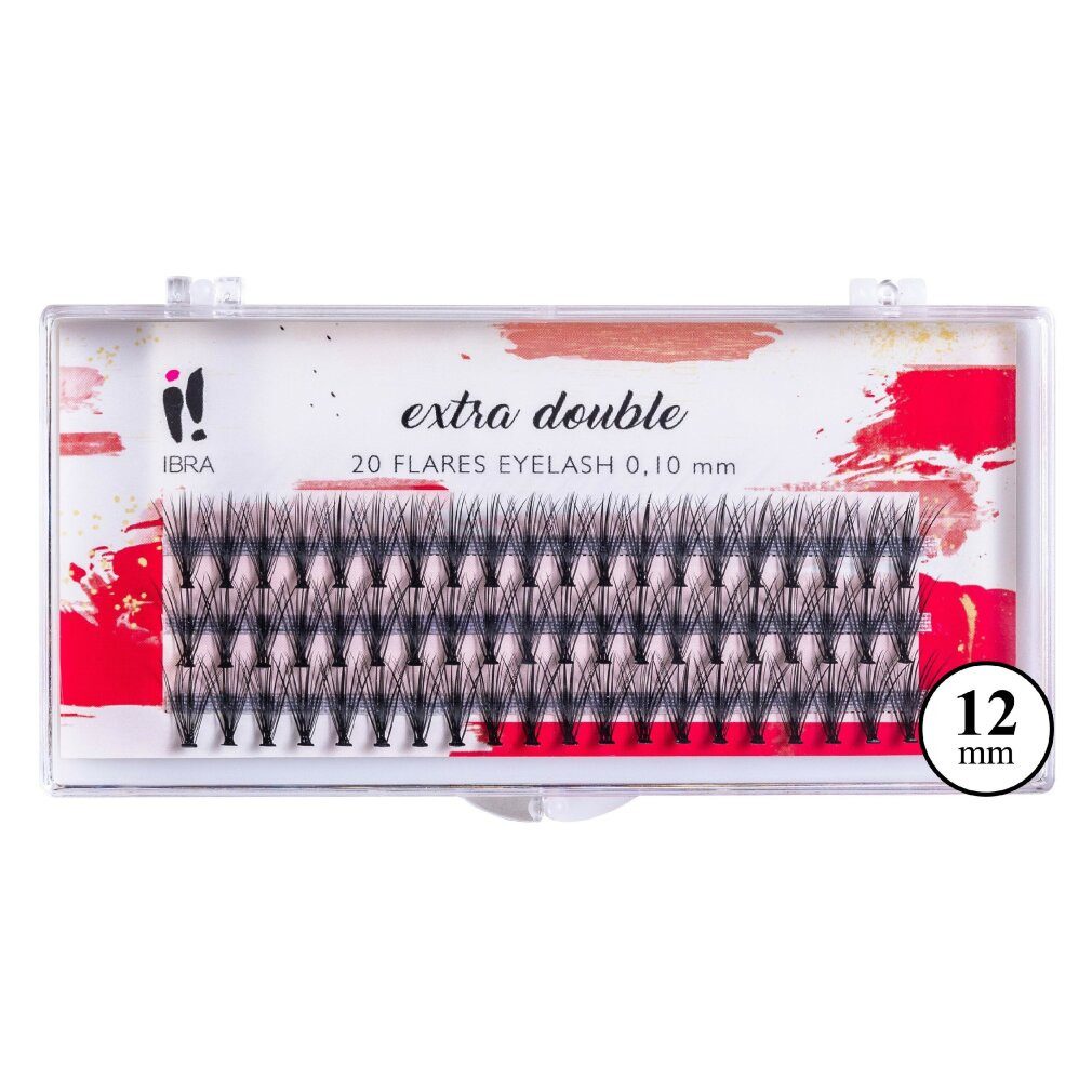Ibra Einzelwimpern Künstliche Wimpernbüschel Extra Double C 0,10-12mm