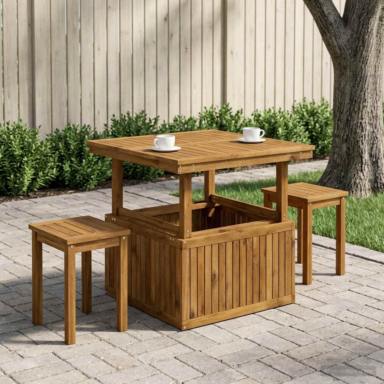 vidaXL Couchtisch Gartenkaffee Tisch aus massivem nholz höhenverstellbar (1-St)