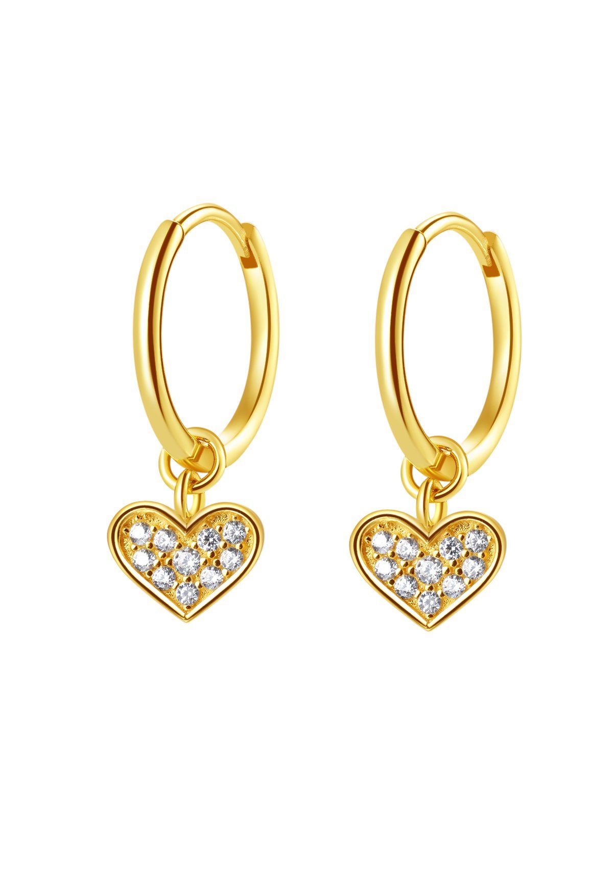 Hey Happiness Paar Creolen Herz Kristalle Charm, 925 Silber Ohrringe, Silbe günstig online kaufen