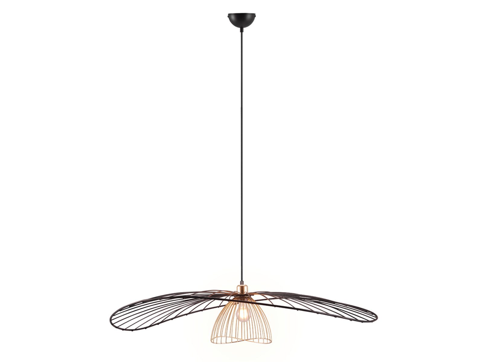 Reality Leuchten LED Pendelleuchte mit Gitter Lampenschirm Metall Ø 100cm, Dimmfunktion, LED wechselbar, warmweiß, groß ausgefallene Designer Hängelampe einflammig für Esstisch hängend