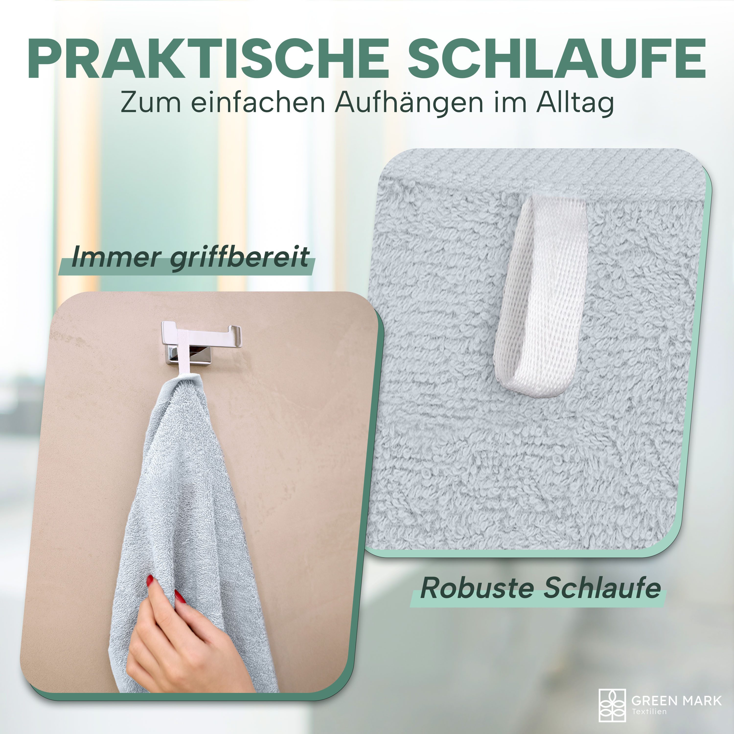 NatureMark Handtücher 8er-Sparpack Handtücher 50x100cm, Baumwolle (8-St), 8X Handtücher, 100% Baumwolle, Frühlings blau, 50 x 100cm – Bild 5 von 5