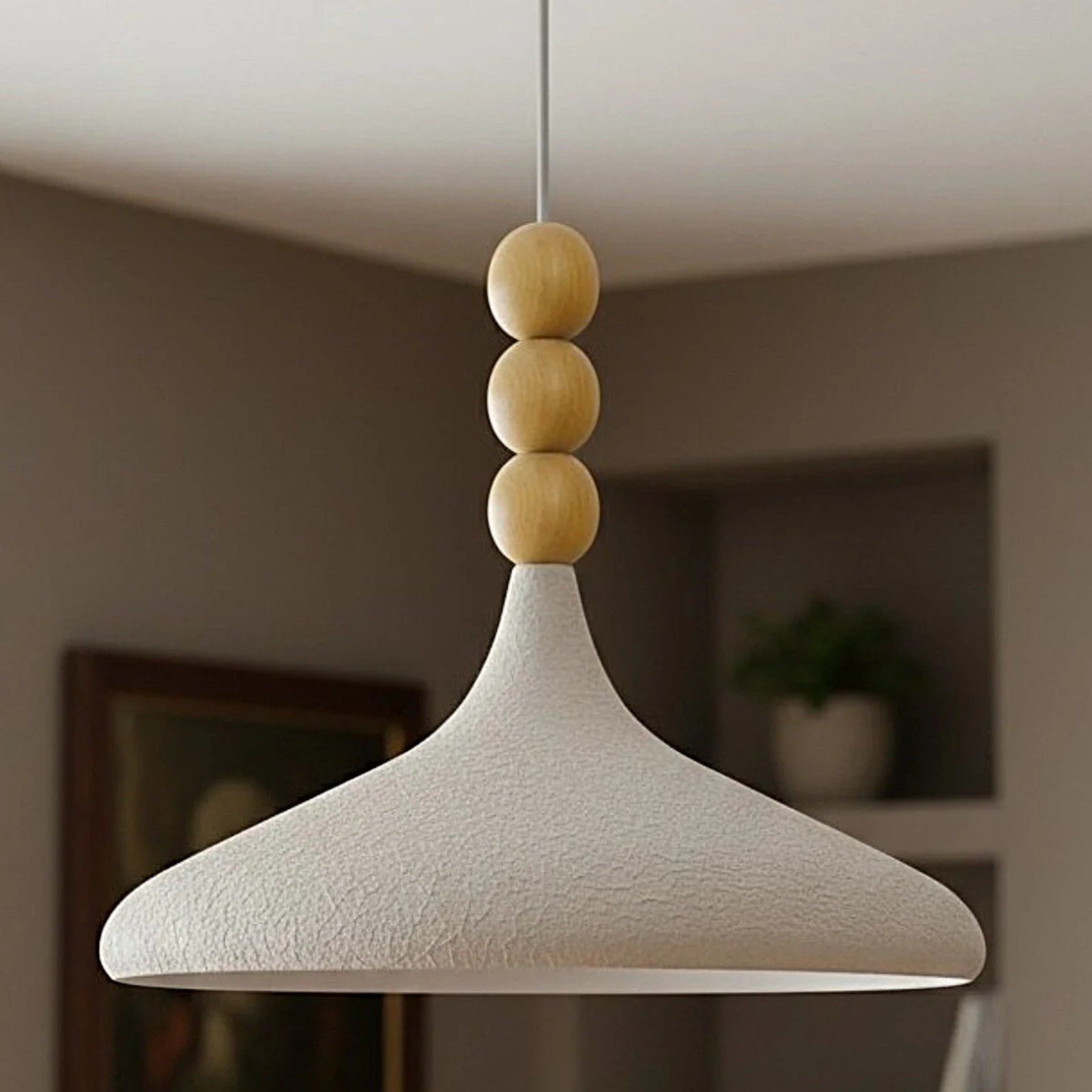 Pendelleuchte Champion Dreifachperle-Holz Ø35 cm Metall E27 Modern Pendelleuchte