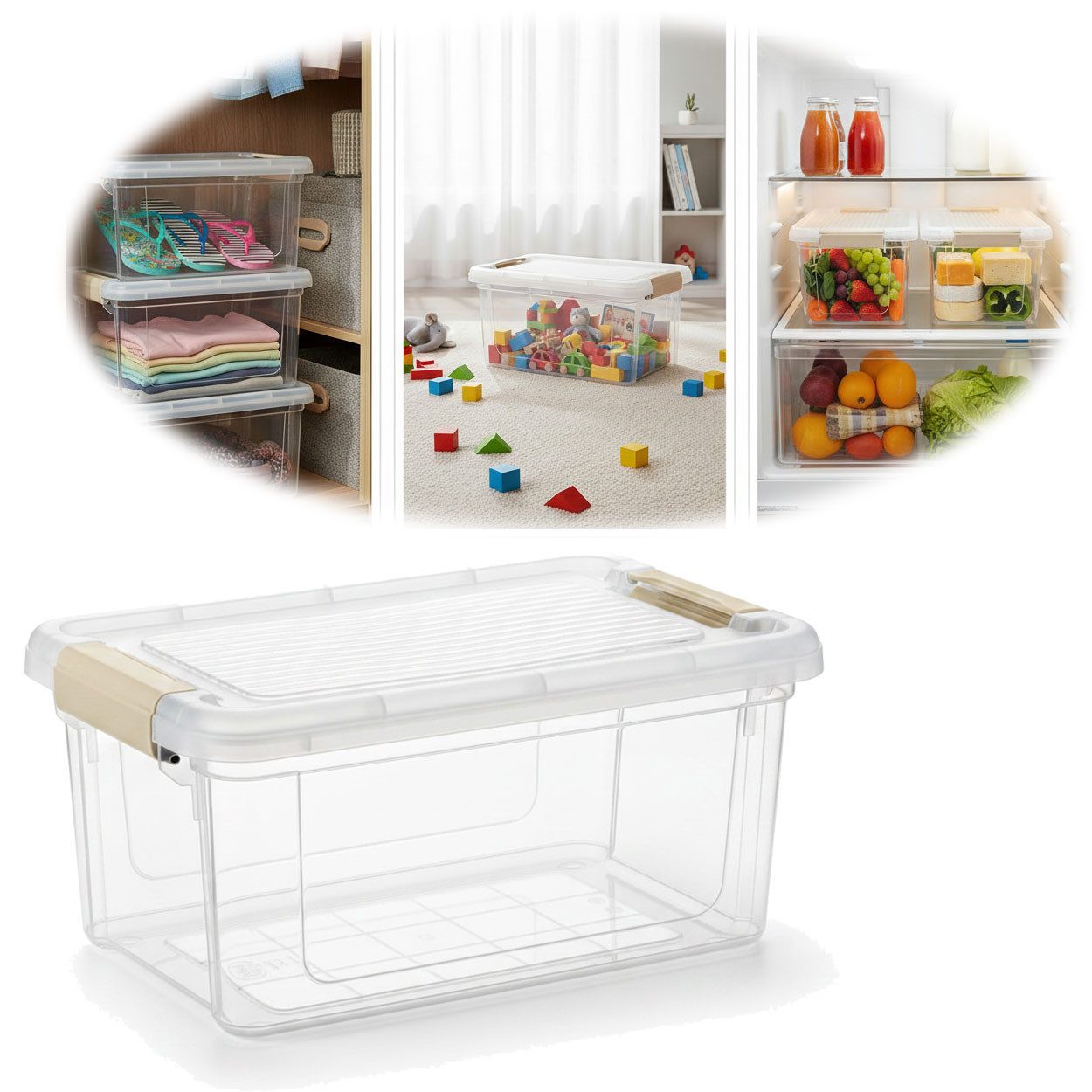 LS-LebenStil Stapelbox Allzweckbox 5L Lebensmittelecht mit Deckel Transportbox Transportbox (Kunststoff Stapelbar Allzweckkiste Aufbewahrungskiste, 1 St., Kühlschrank Aufbewahrung Stapelkiste Plastikbox Obst Gemüse Käse), Box Stapelkiste Aufbewahrung Spielzeug passend für Kallax Regal