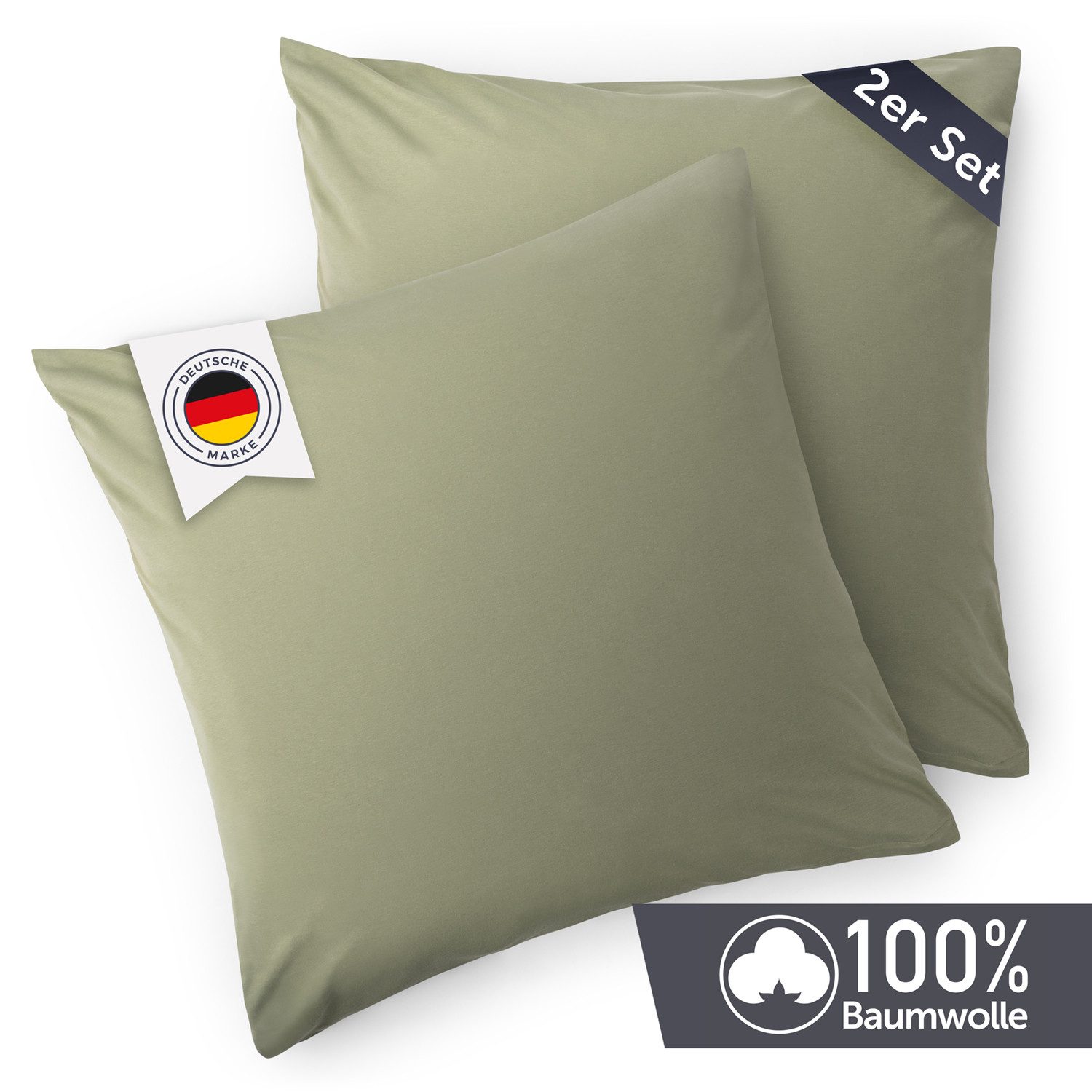 Blumtal Kissenbezug Premium Jersey 2er Set, Oeko-Tex Zertifiziert, (2 Stück), 100% Baumwolle