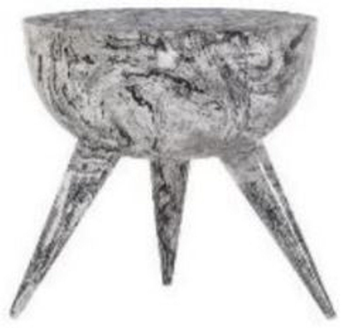 Casa Padrino Beistelltisch Luxus Beistelltisch Schwarz / Weiß Ø 42 x H. 46 cm - Runder Dreibein Aluminium Tisch in Marmoroptik - Möbel | Ablagetische