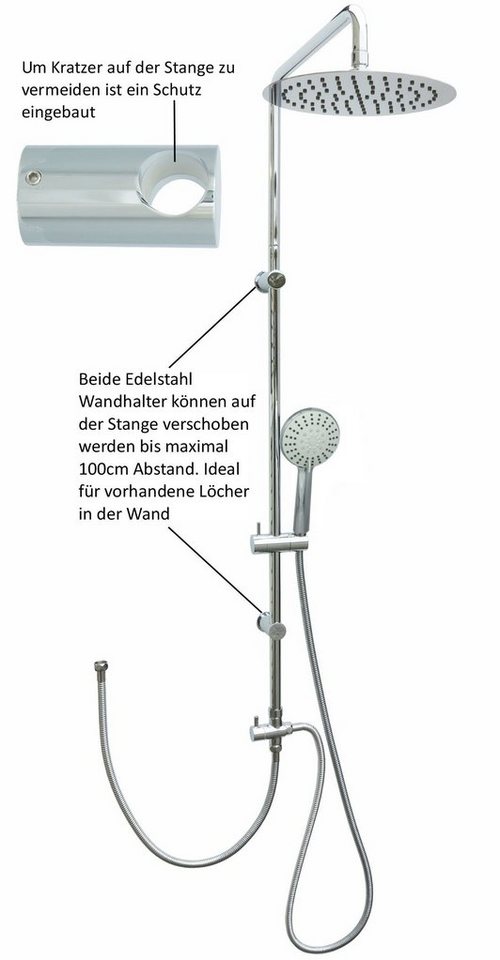 Steinkirch Aufputz Premium Duschsystem Duschset Dusche Regendusche Brause Set