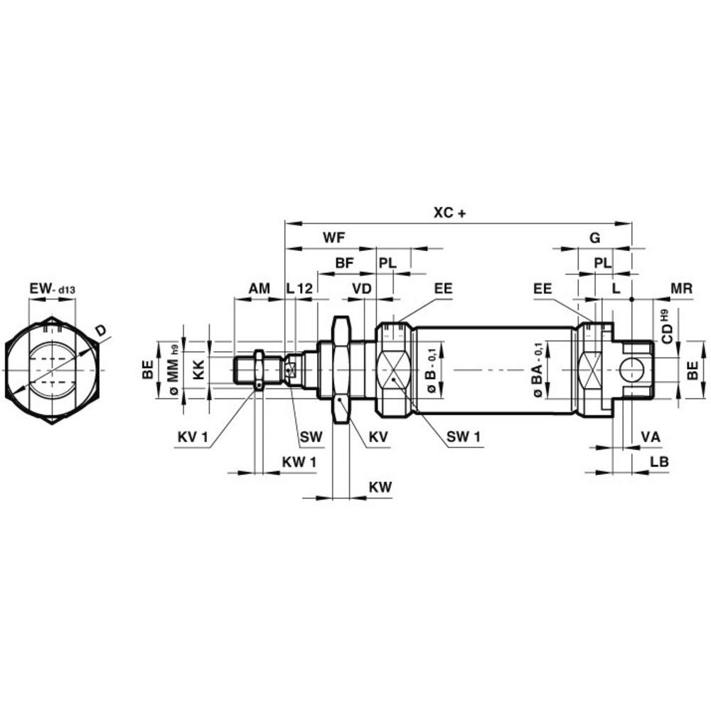 25 RM/8010/M/25 Hublänge: Druckluftgeräte-Set 1 mm Rundzylinder Norgren Norgren St.