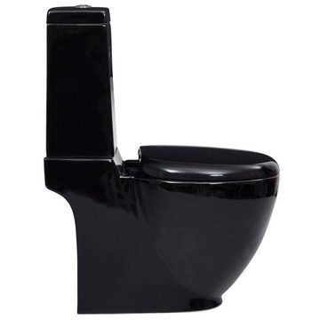 vidaXL Tiefspül-WC WC Keramik-Toilette Badezimmer Rund Senkrechter Abgang Schwarz