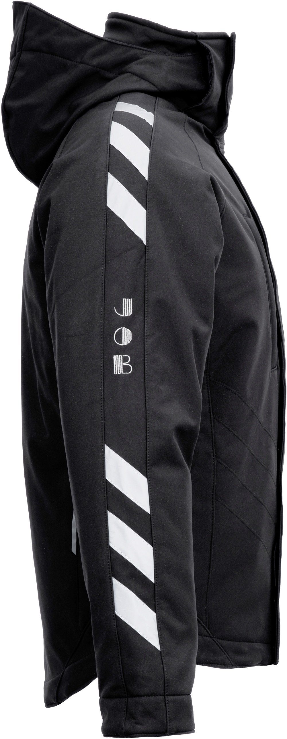 JOB Jacke mit Kapuze, Arbeitsjacke wasserabweisend Shell JOB-Winter-Soft schwarz winddicht,