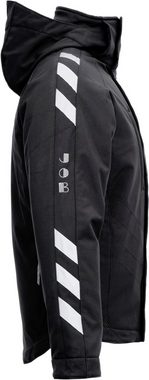 JOB Arbeitsjacke JOB-Winter-Soft Shell Jacke schwarz mit Kapuze, winddicht, wasserabweisend
