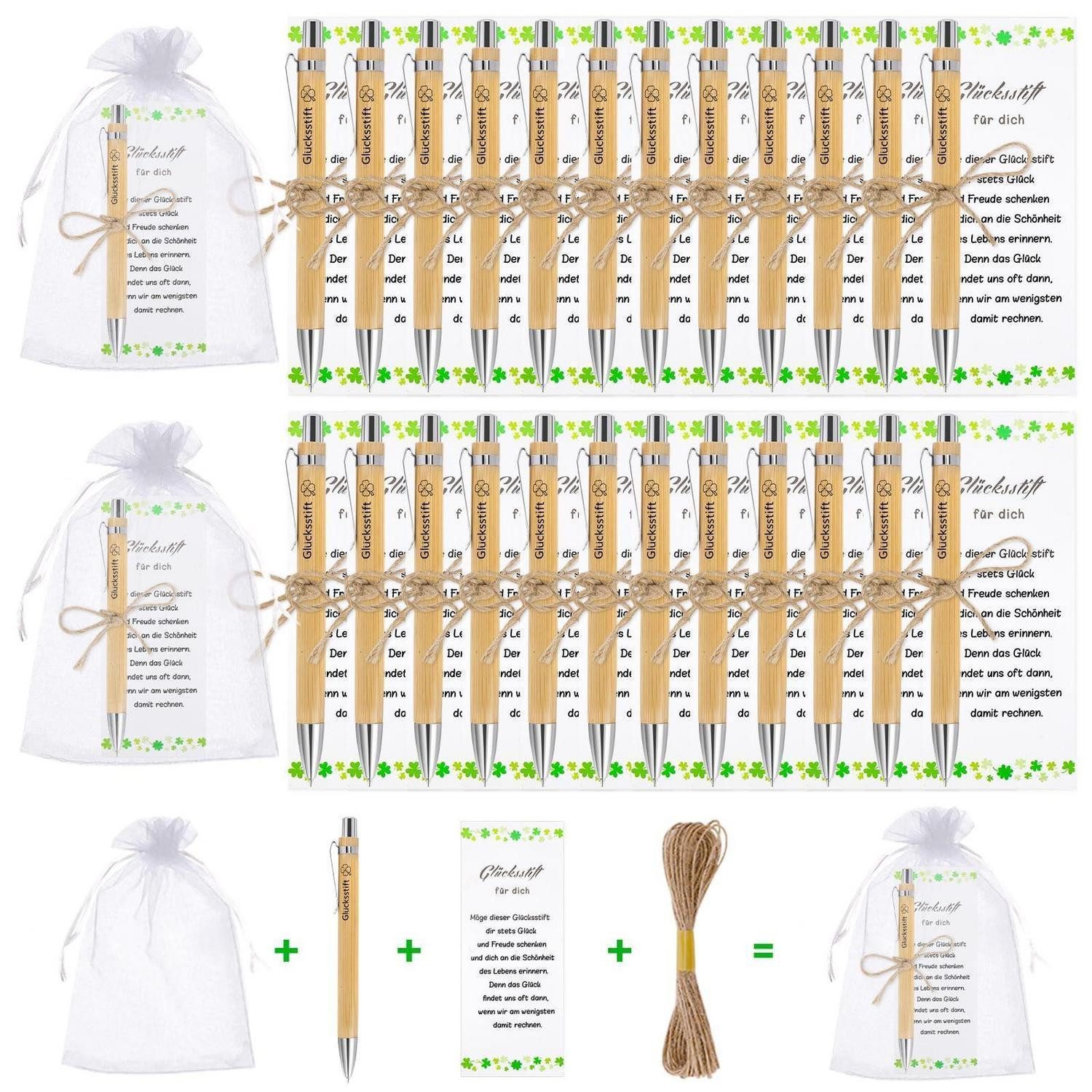 LuxusKollektion Kugelschreiber Kugelschreiber Lucky Pen 24er Set Holz graviert