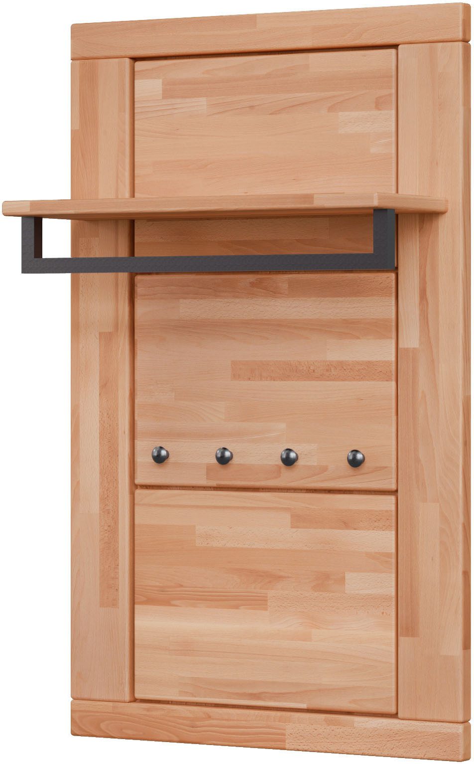 Home affaire Garderobenpaneel VETRO 4 Kleiderhaken & 1 Kleiderstange,Stillvoll,praktisch, Flur,Diele, B/T/H: 60/20/95,7cm Massivholz Garderobenpaneel,Flurgarderobe,1Ablage