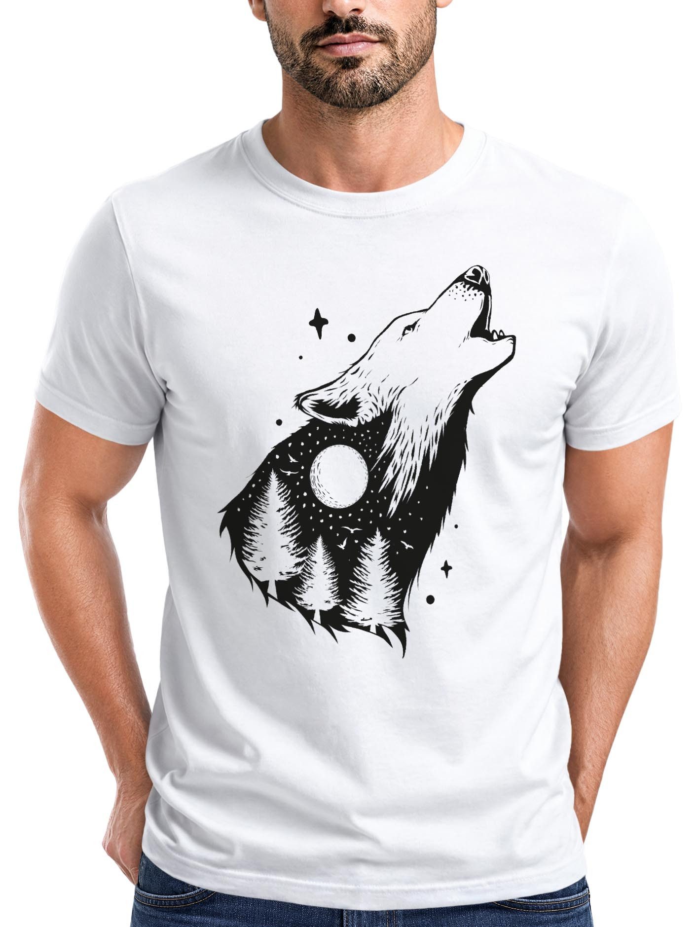 Neverless Neverless Print-Shirt Herren T-Shirt Bär Grizzly Bear Natur Outdoor Adventure Fashion mit Print